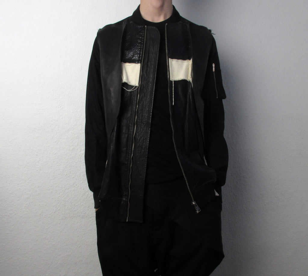 S/S 16 "CYCLOPS" Runway Patchwork Bomber Jacket in Black/Natural Size 50/M