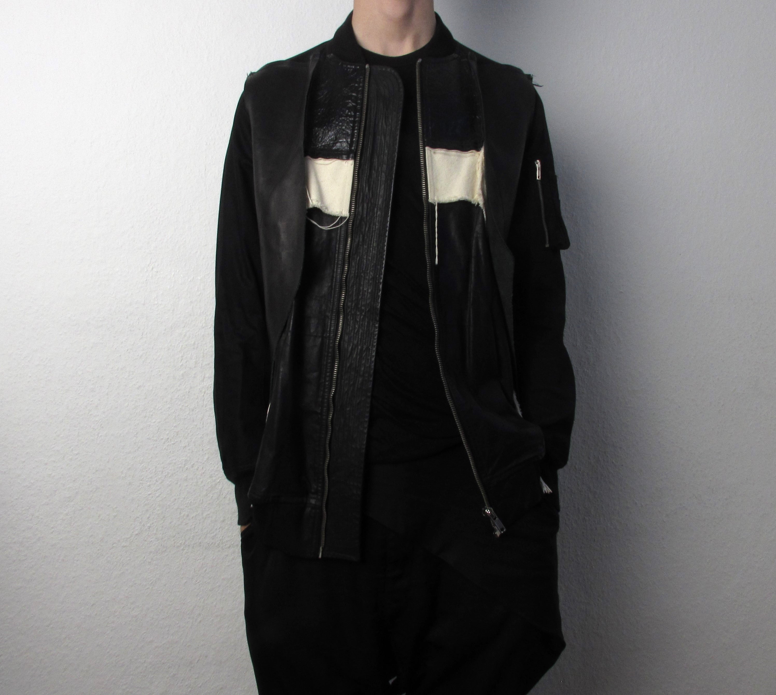 S/S 16 "CYCLOPS" Runway Patchwork Bomber Jacket in Black/Natural Size 50/M