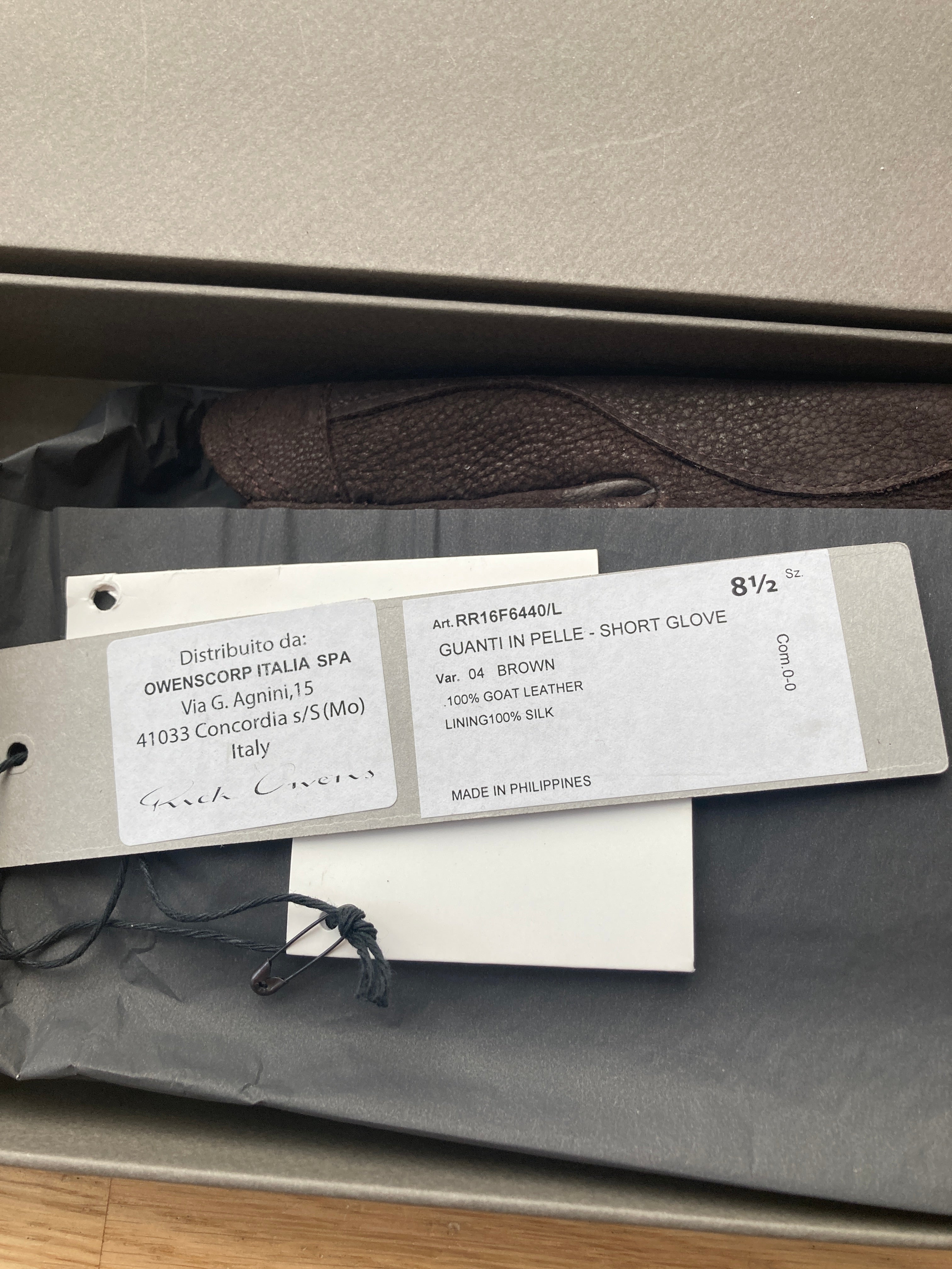F/W 16 "MASTODON" Runway Goat Leather Gloves w. Silk Lining Rick Owens