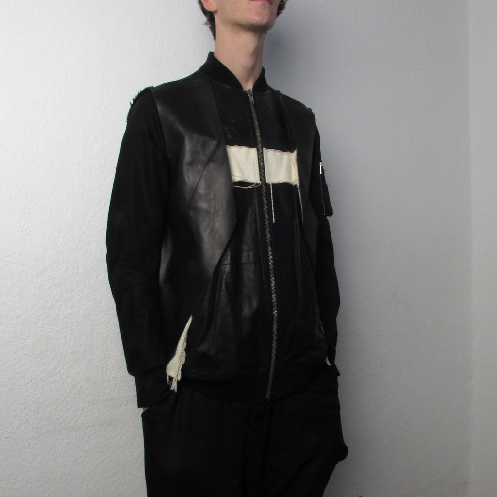 S/S 16 "CYCLOPS" Runway Patchwork Bomber Jacket in Black/Natural Size 50/M