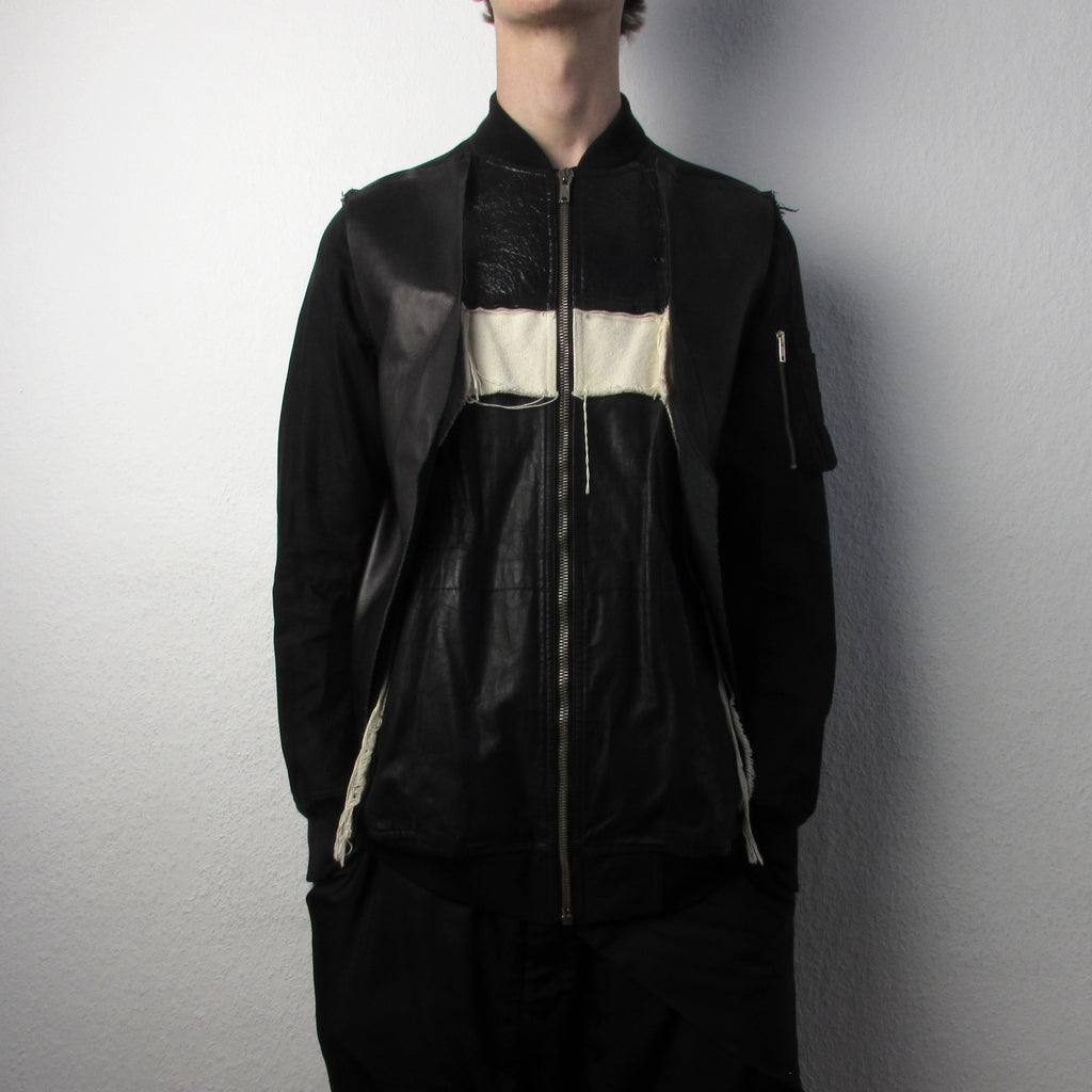 S/S 16 "CYCLOPS" Runway Patchwork Bomber Jacket in Black/Natural Size 50/M