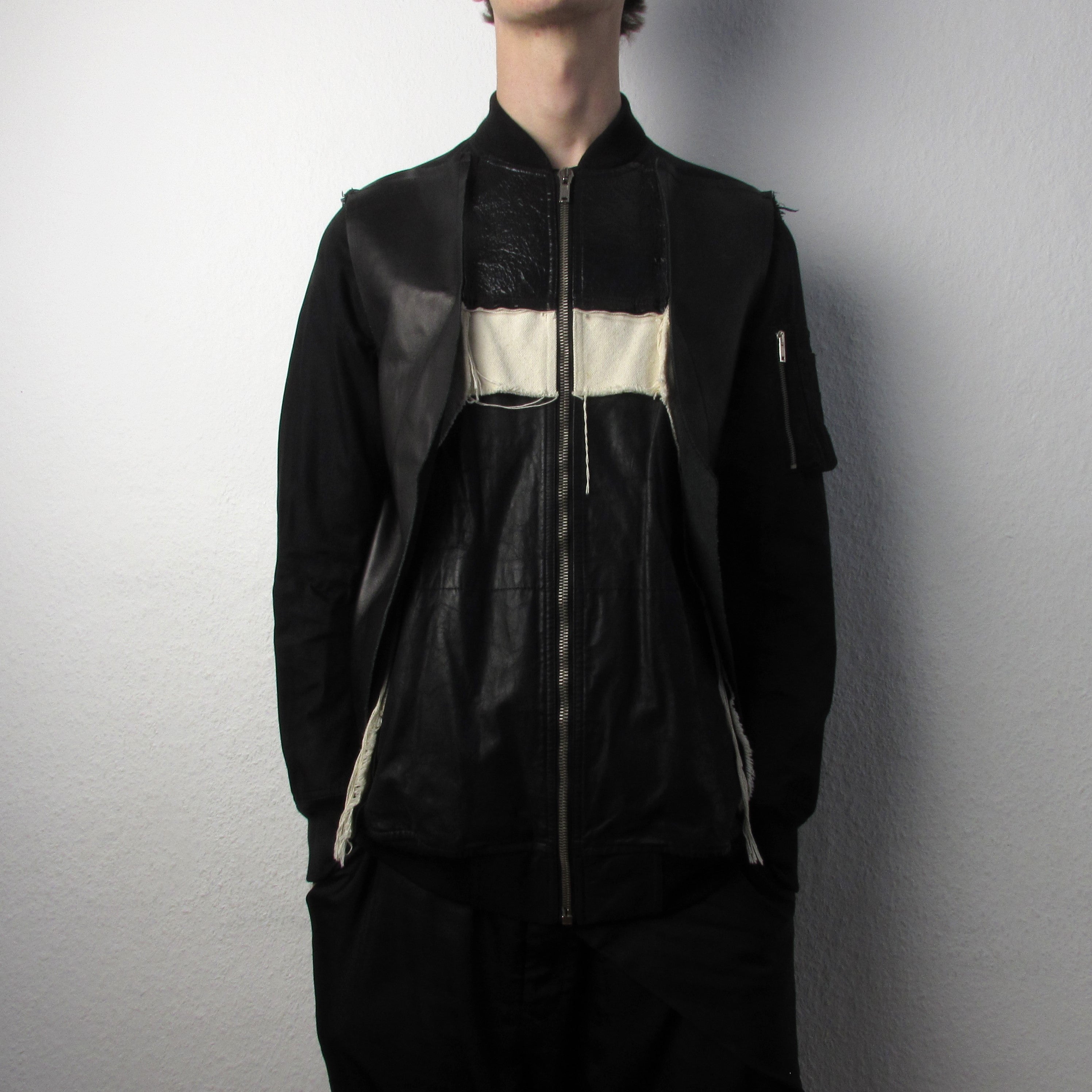 S/S 16 "CYCLOPS" Runway Patchwork Bomber Jacket in Black/Natural Size 50/M