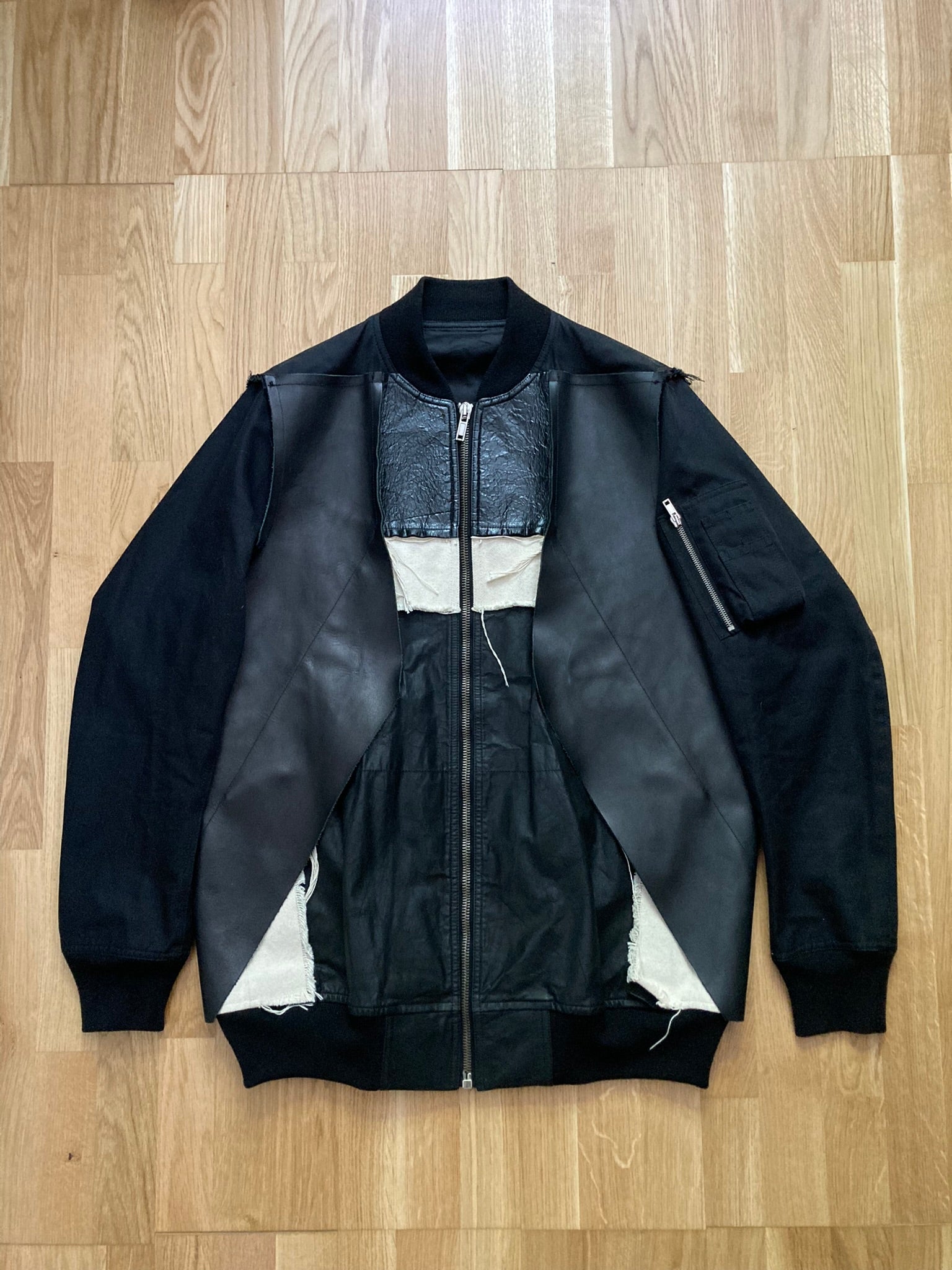 S/S 16 "CYCLOPS" Runway Patchwork Bomber Jacket in Black/Natural Size 50/M