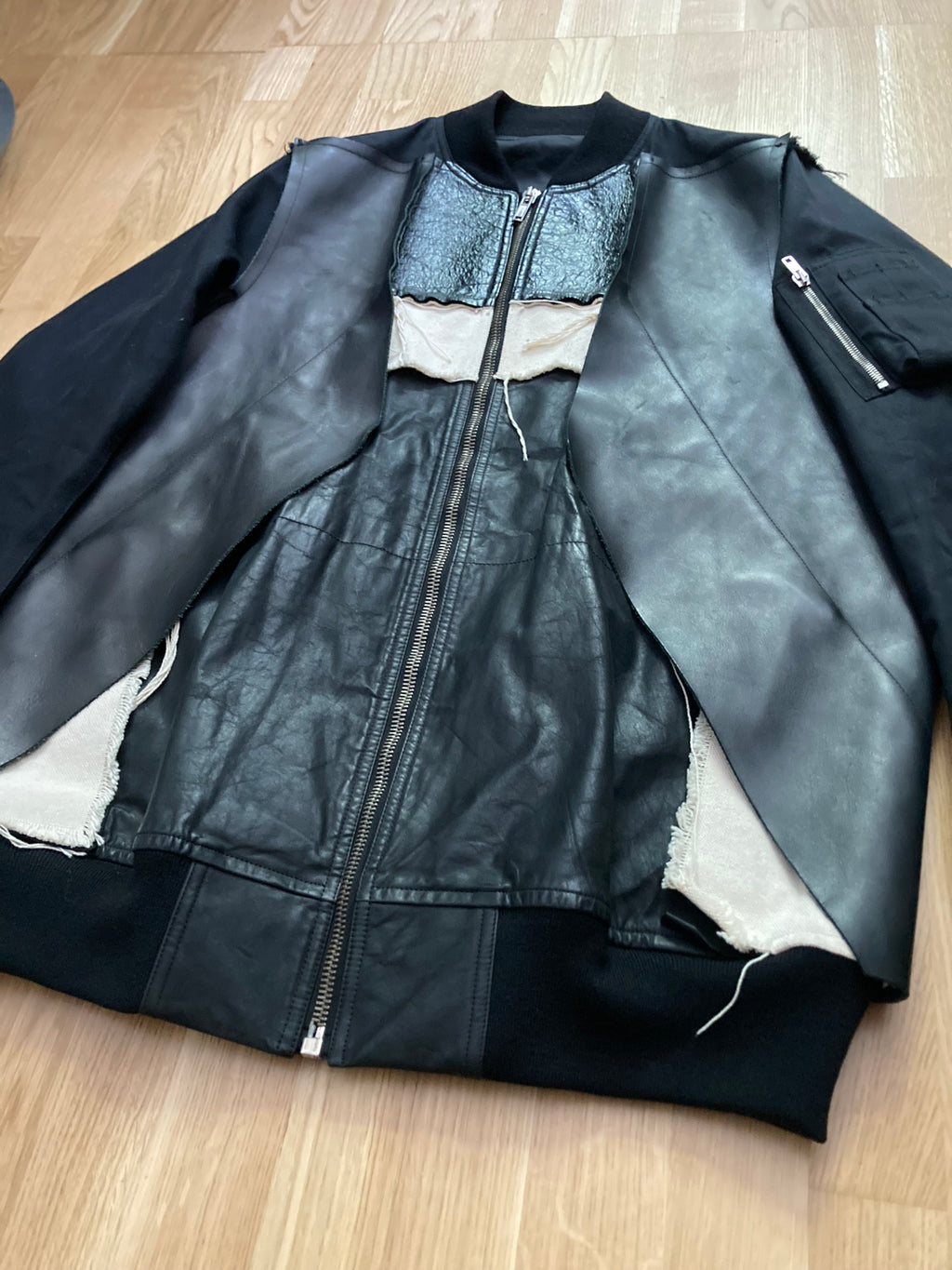 S/S 16 "CYCLOPS" Runway Patchwork Bomber Jacket in Black/Natural Size 50/M