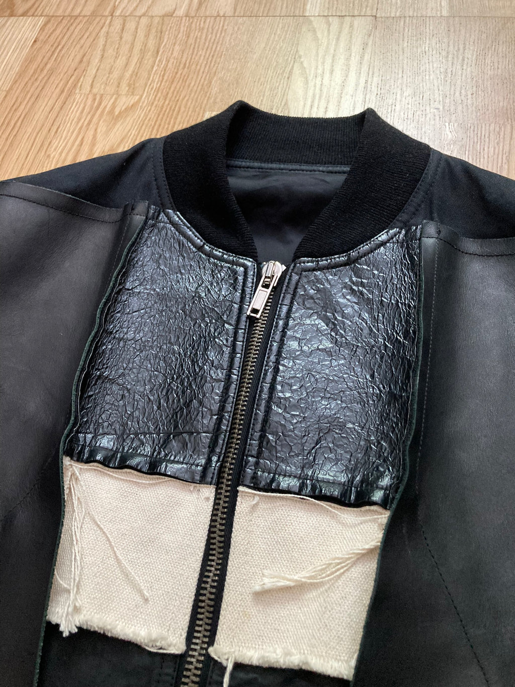 S/S 16 "CYCLOPS" Runway Patchwork Bomber Jacket in Black/Natural Size 50/M