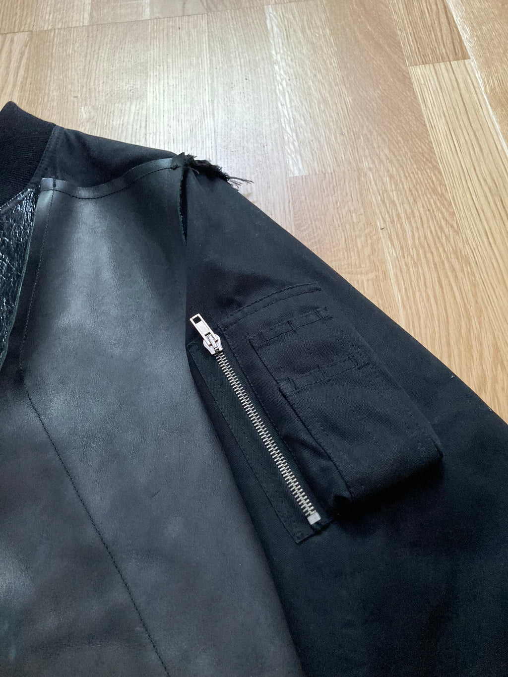 S/S 16 "CYCLOPS" Runway Patchwork Bomber Jacket in Black/Natural Size 50/M