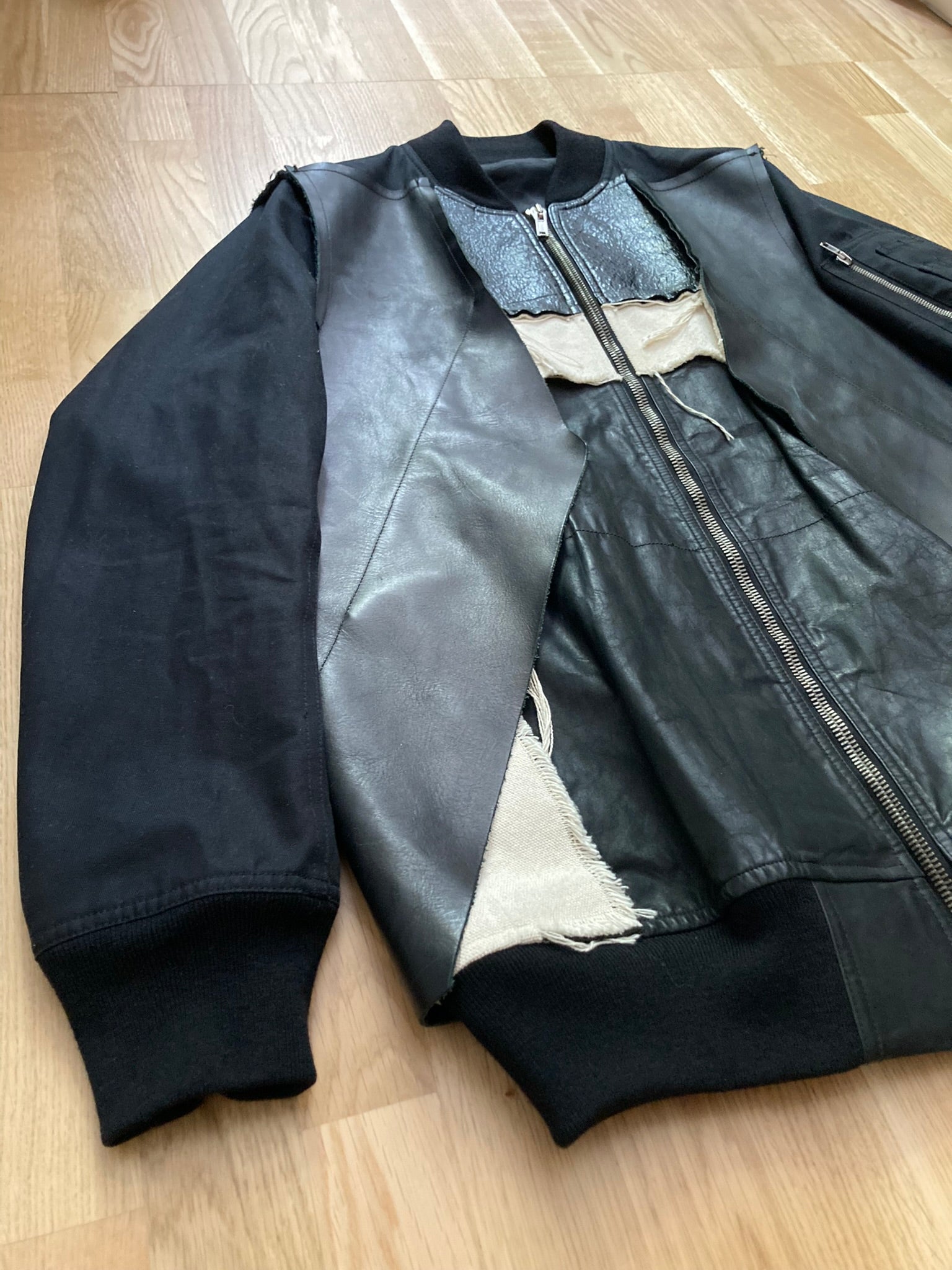 S/S 16 "CYCLOPS" Runway Patchwork Bomber Jacket in Black/Natural Size 50/M