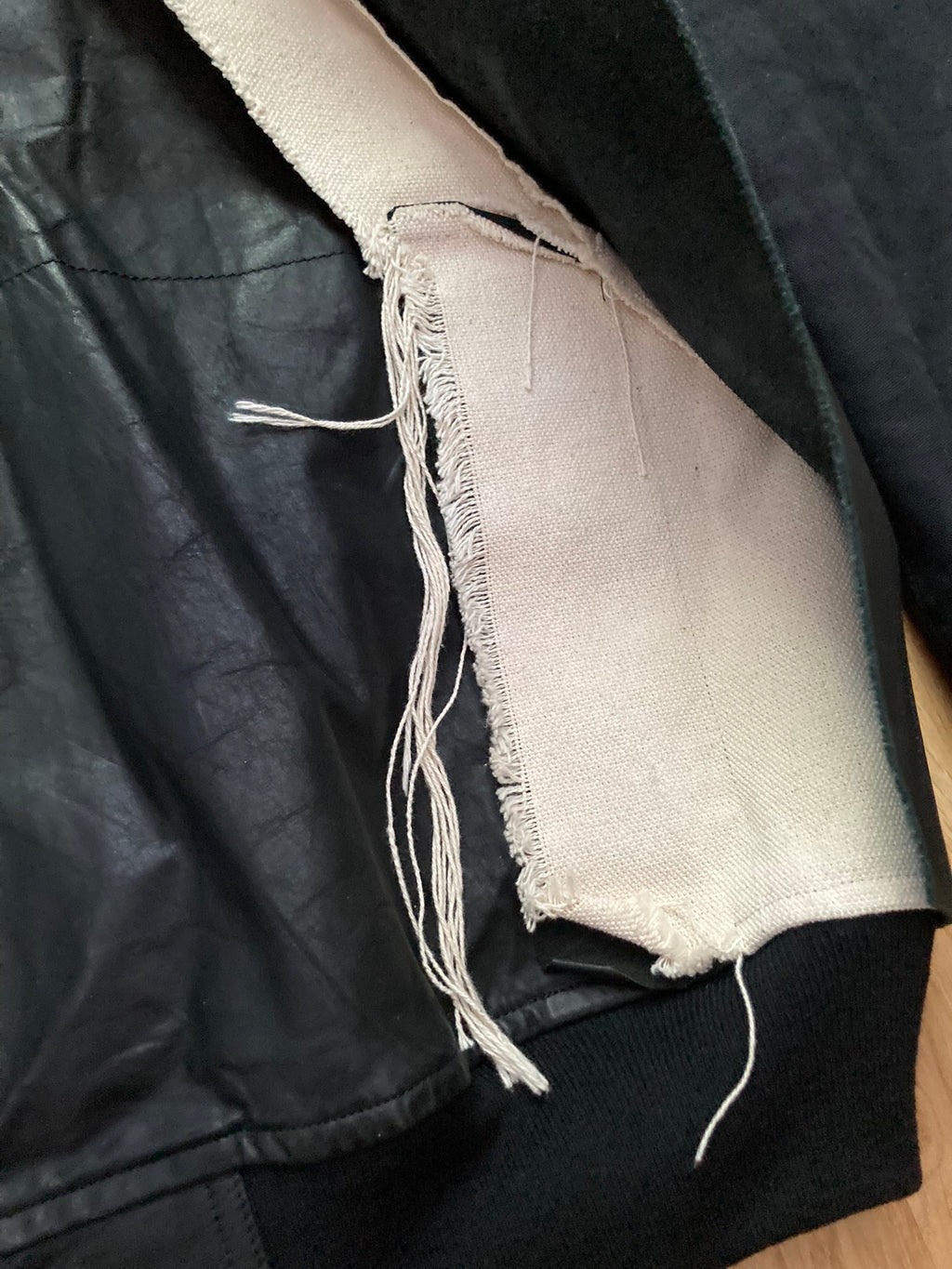 S/S 16 "CYCLOPS" Runway Patchwork Bomber Jacket in Black/Natural Size 50/M