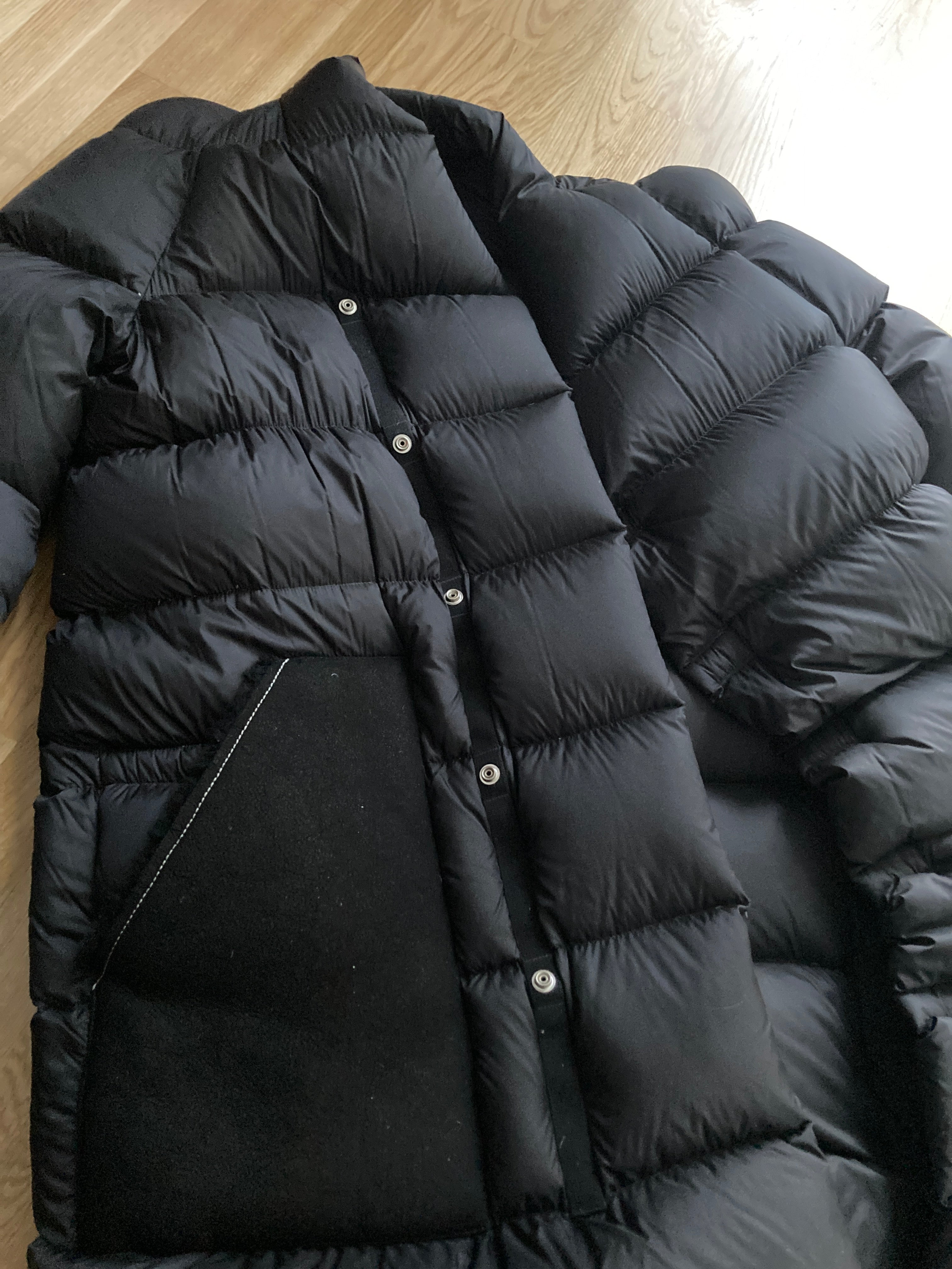 F/W 19 "LARRY" Black Runway Zionic Down Shearling Pocket Coat Rick Owens IT50/M