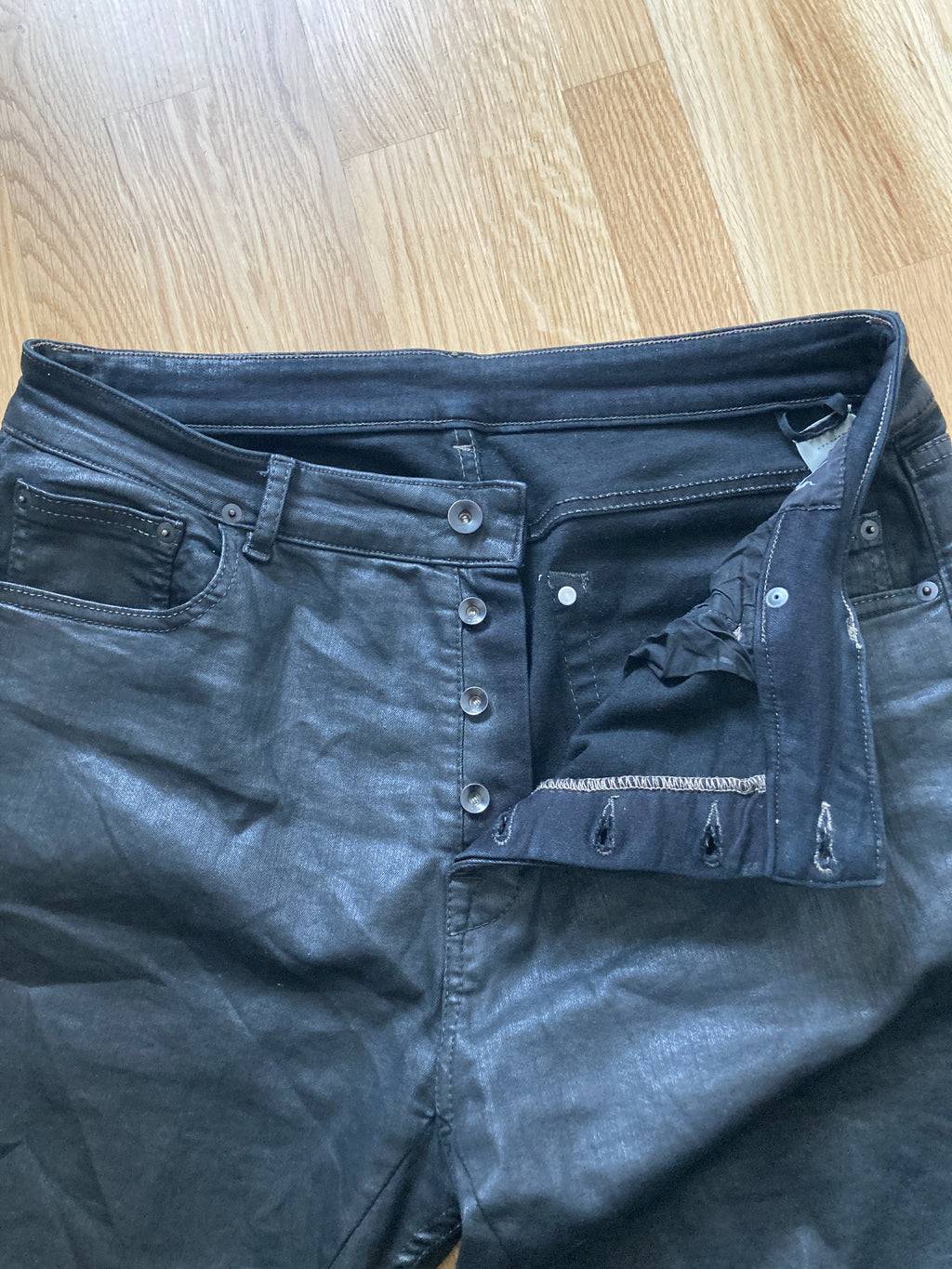 S/S 18 "DIRT" Waxed Torrance Cut Denim Jeans Rick Owens US36
