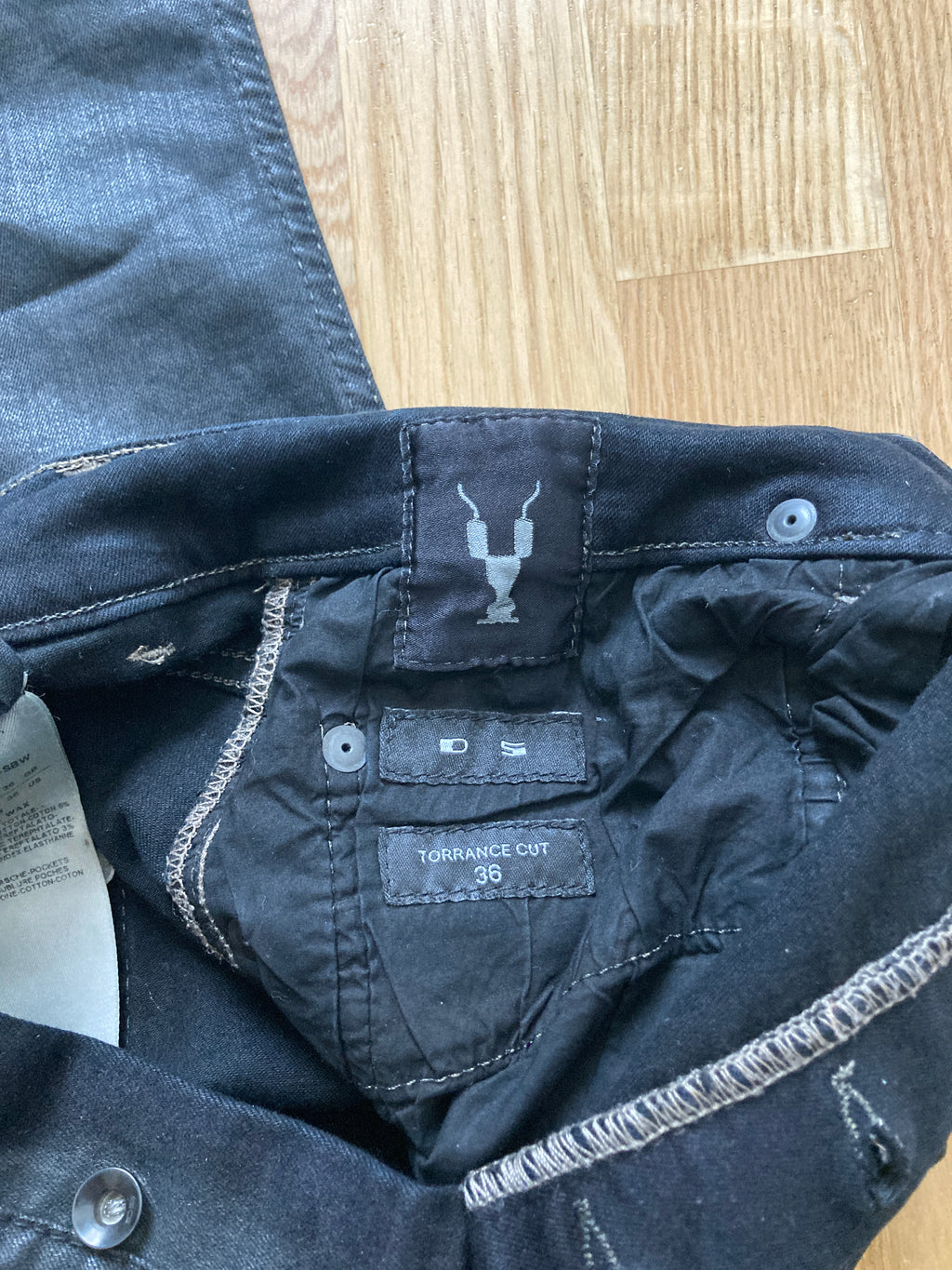 S/S 18 "DIRT" Waxed Torrance Cut Denim Jeans Rick Owens US36