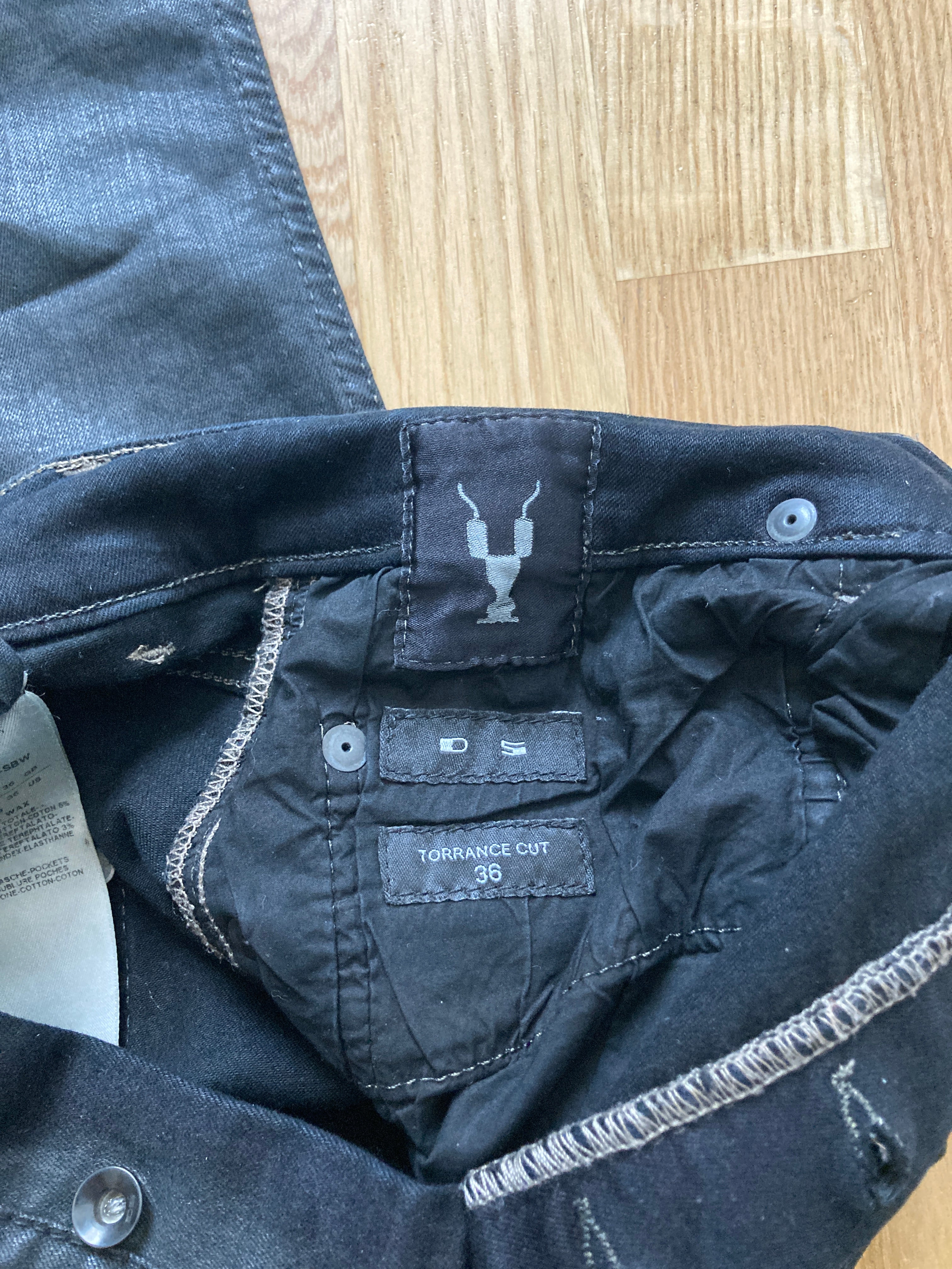 S/S 18 "DIRT" Waxed Torrance Cut Denim Jeans Rick Owens US36