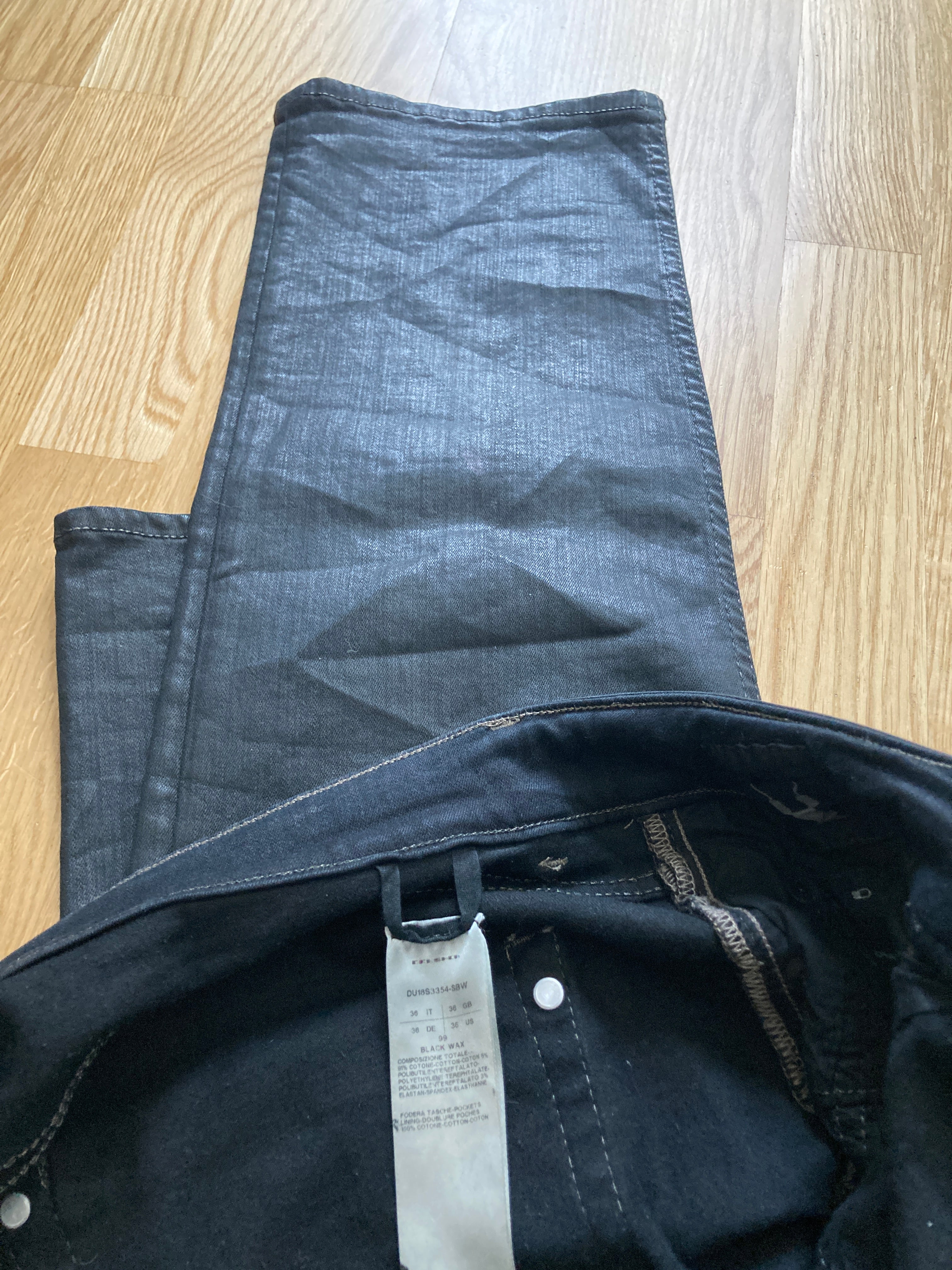 S/S 18 "DIRT" Waxed Torrance Cut Denim Jeans Rick Owens US36