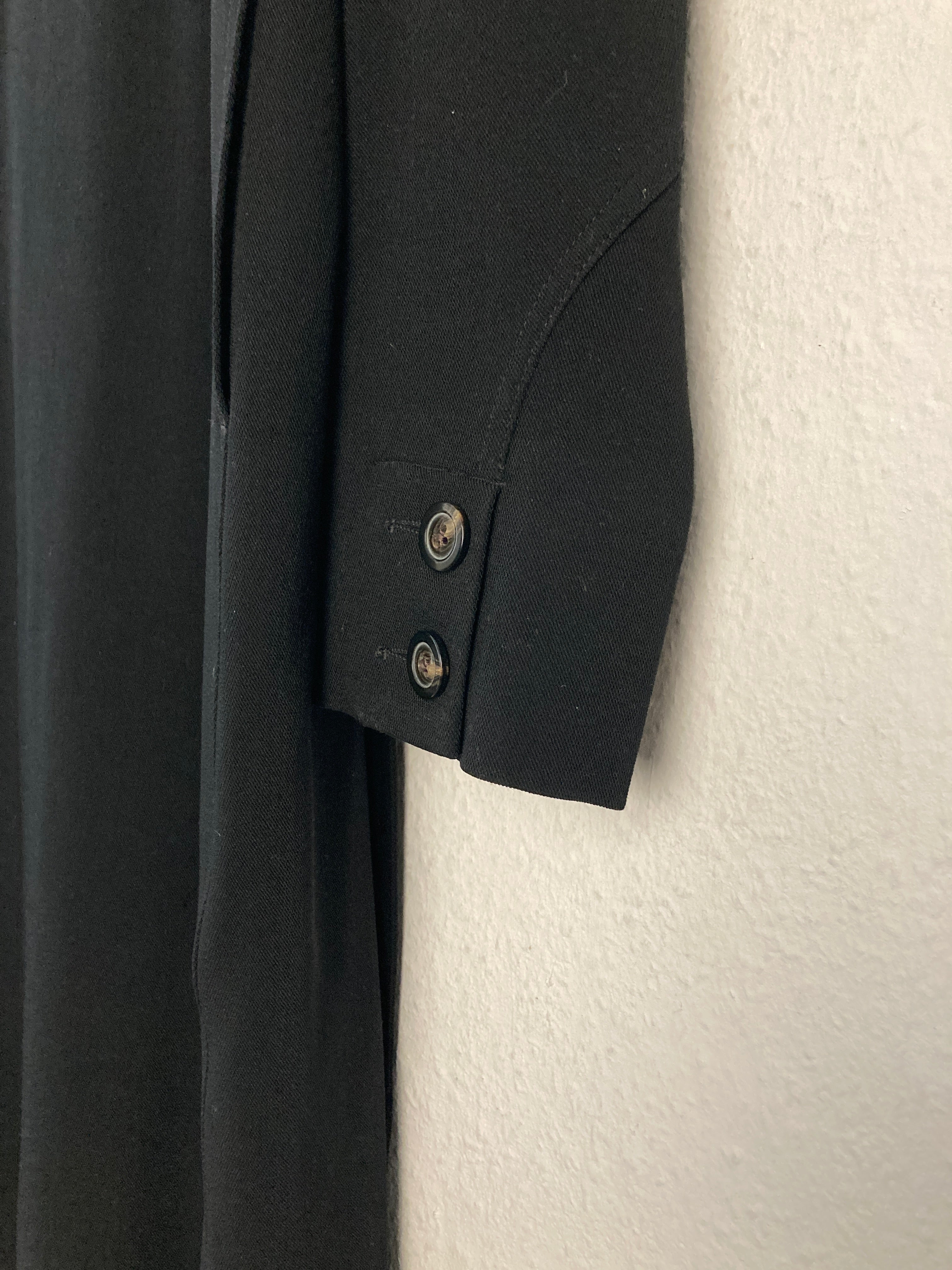 F/W 18 "SISYPHUS" Double-Breasted Hooded Wool & Viscose Trench Coat in Black