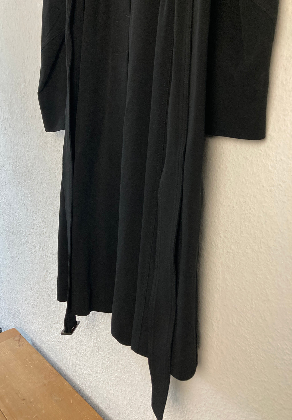 F/W 18 "SISYPHUS" Double-Breasted Hooded Wool & Viscose Trench Coat in Black