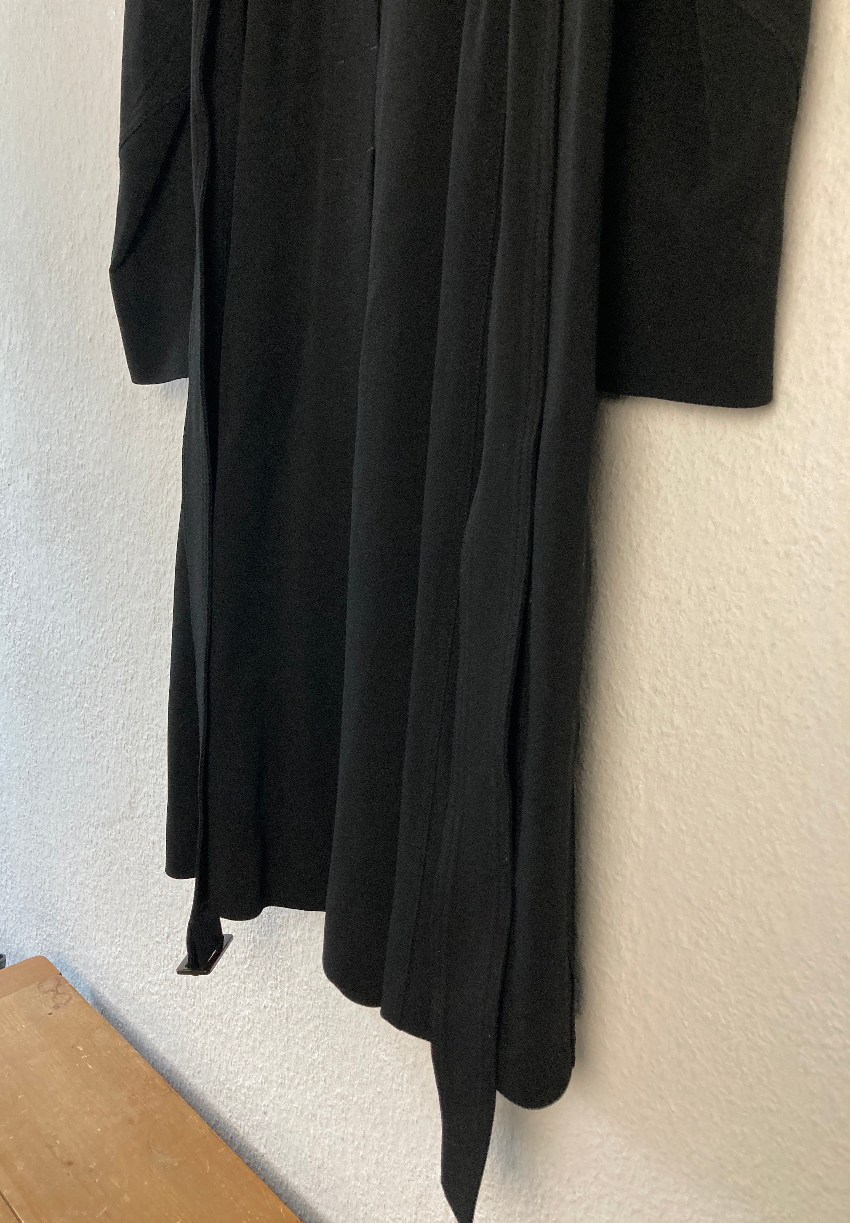 F/W 18 "SISYPHUS" Double-Breasted Hooded Wool & Viscose Trench Coat in Black