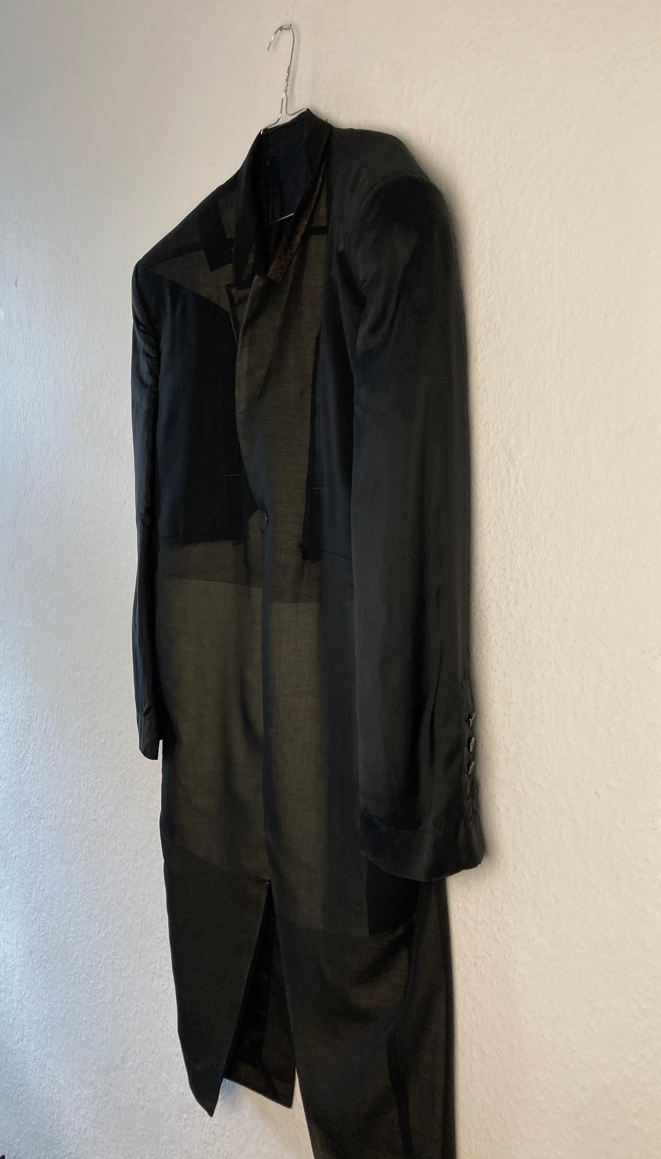 S/S 22 “FOGACHINE” Sample Jumbo Tatlin Wool Semi-Sheer Runway Coat Rick Owens