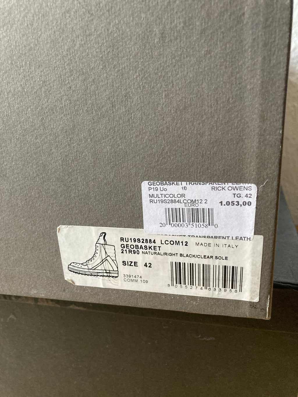 S/S 19 "BABEL" Transparent "Swamp" Geobaskets Rick Owens IT42/US 9