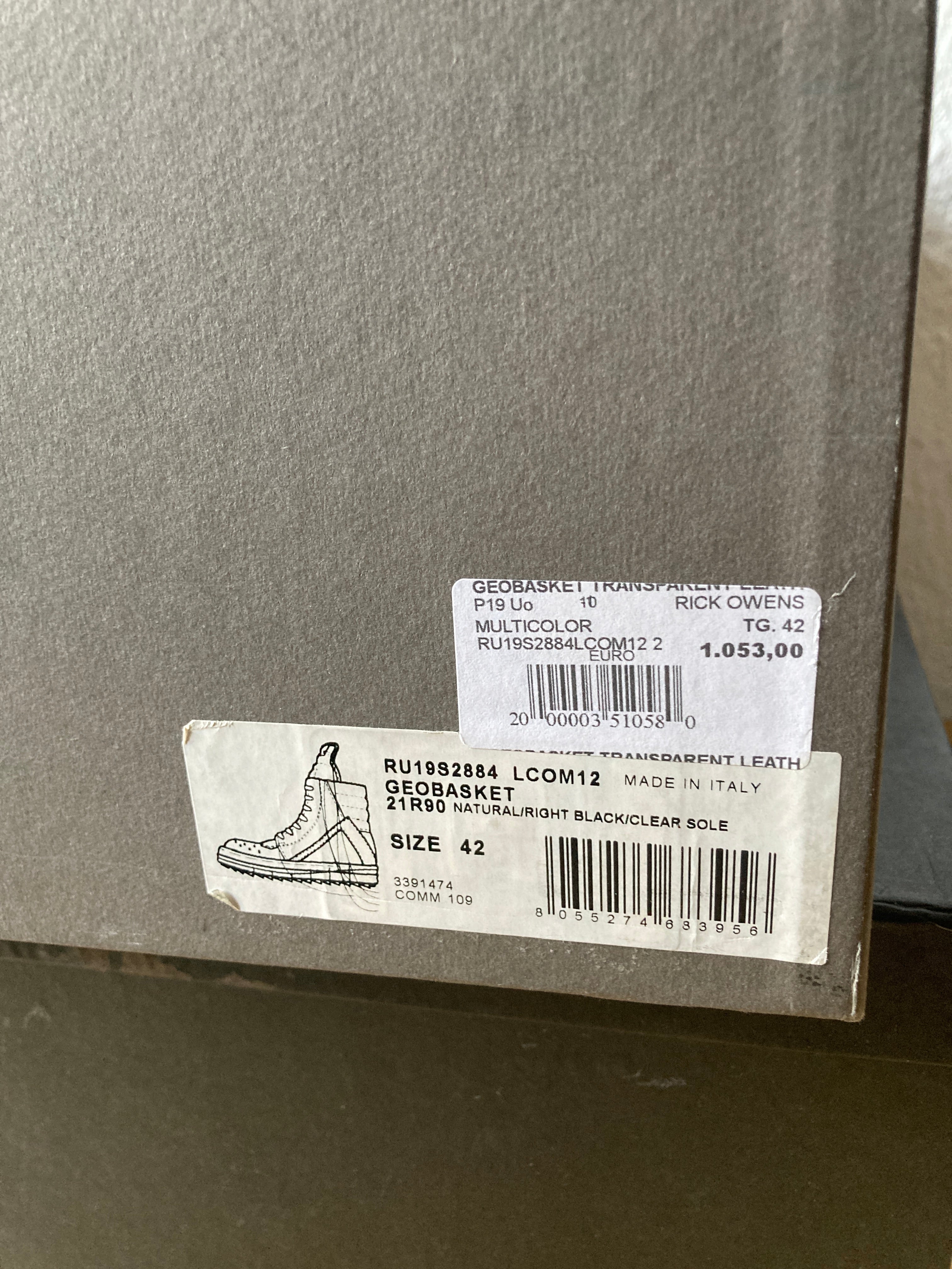 S/S 19 "BABEL" Transparent "Swamp" Geobaskets Rick Owens IT42/US 9