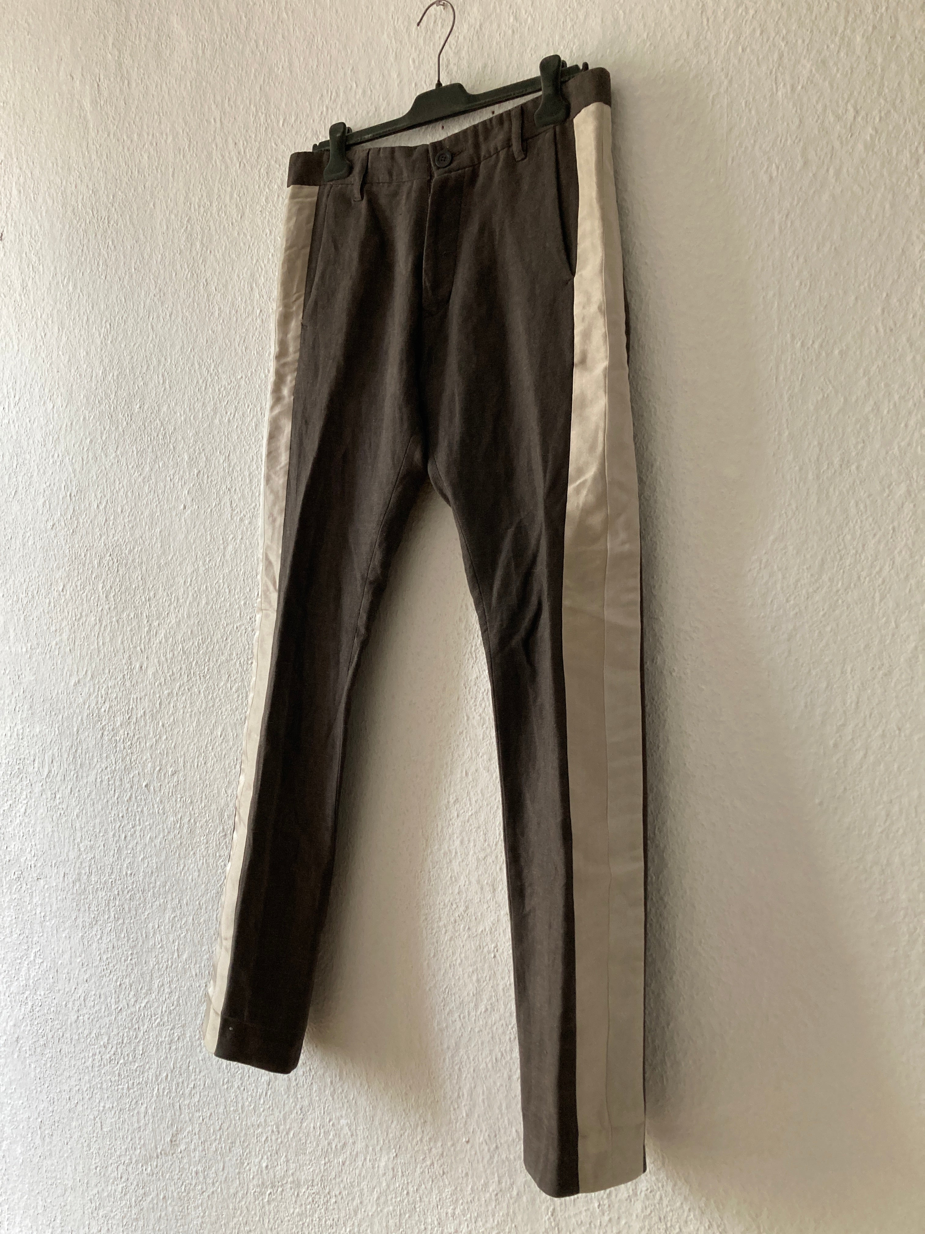 F/W 06 "DUSTULATOR" Striped Brown Runway Linen & Cotton Pants M Rick Owens
