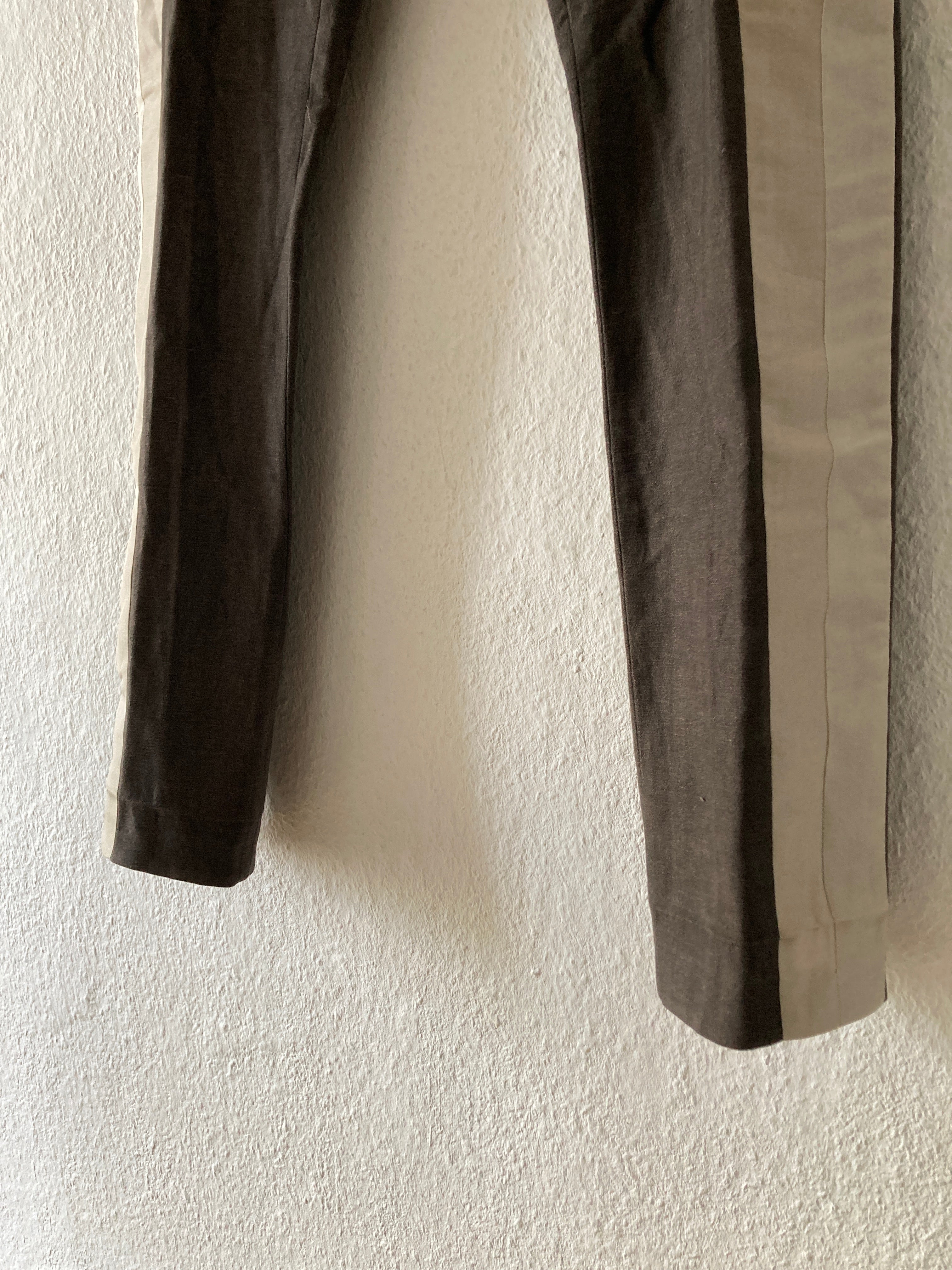 F/W 06 "DUSTULATOR" Striped Brown Runway Linen & Cotton Pants M Rick Owens