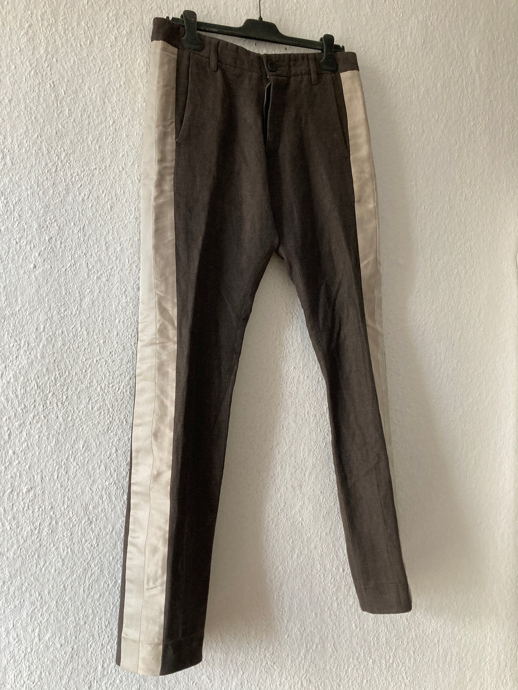 F/W 06 "DUSTULATOR" Striped Brown Runway Linen & Cotton Pants M Rick Owens