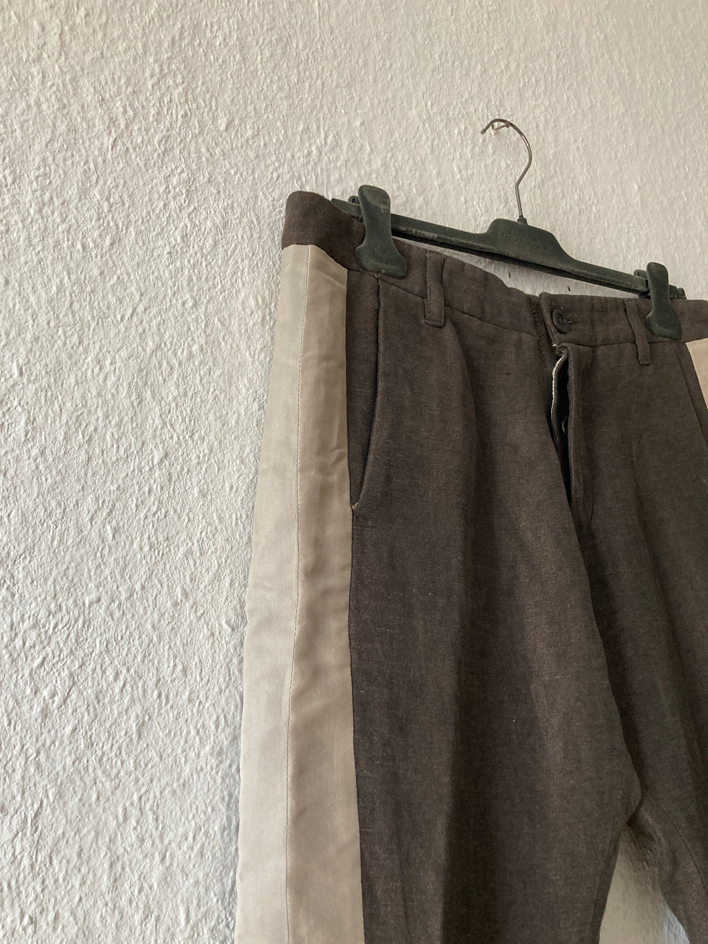 F/W 06 "DUSTULATOR" Striped Brown Runway Linen & Cotton Pants M Rick Owens