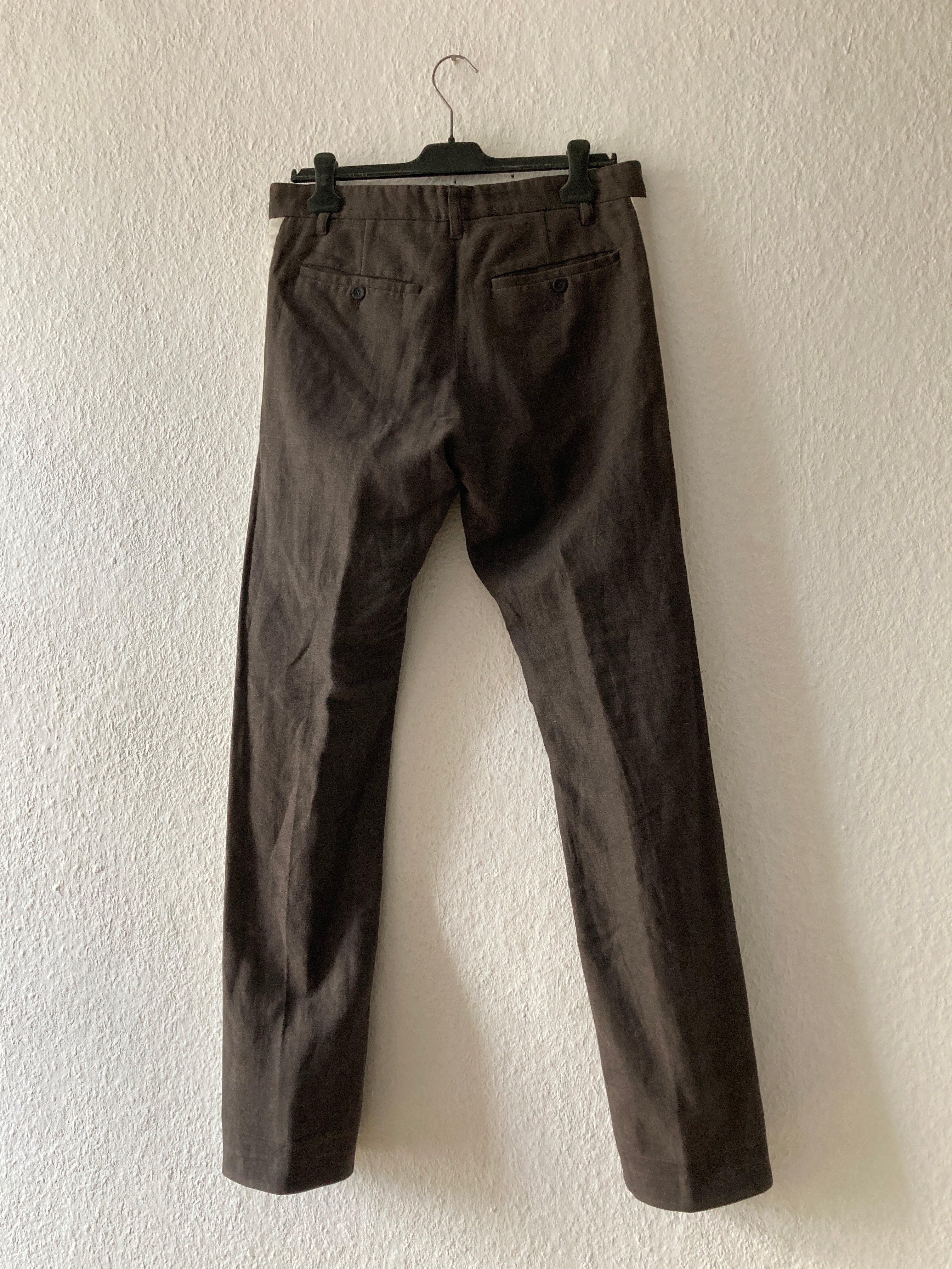 F/W 06 "DUSTULATOR" Striped Brown Runway Linen & Cotton Pants M Rick Owens