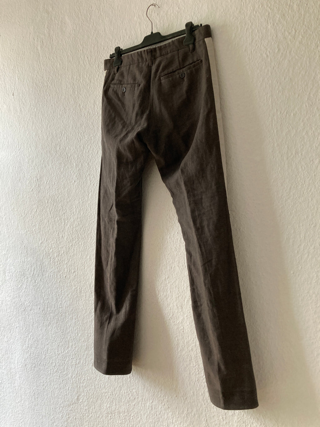 F/W 06 "DUSTULATOR" Striped Brown Runway Linen & Cotton Pants M Rick Owens