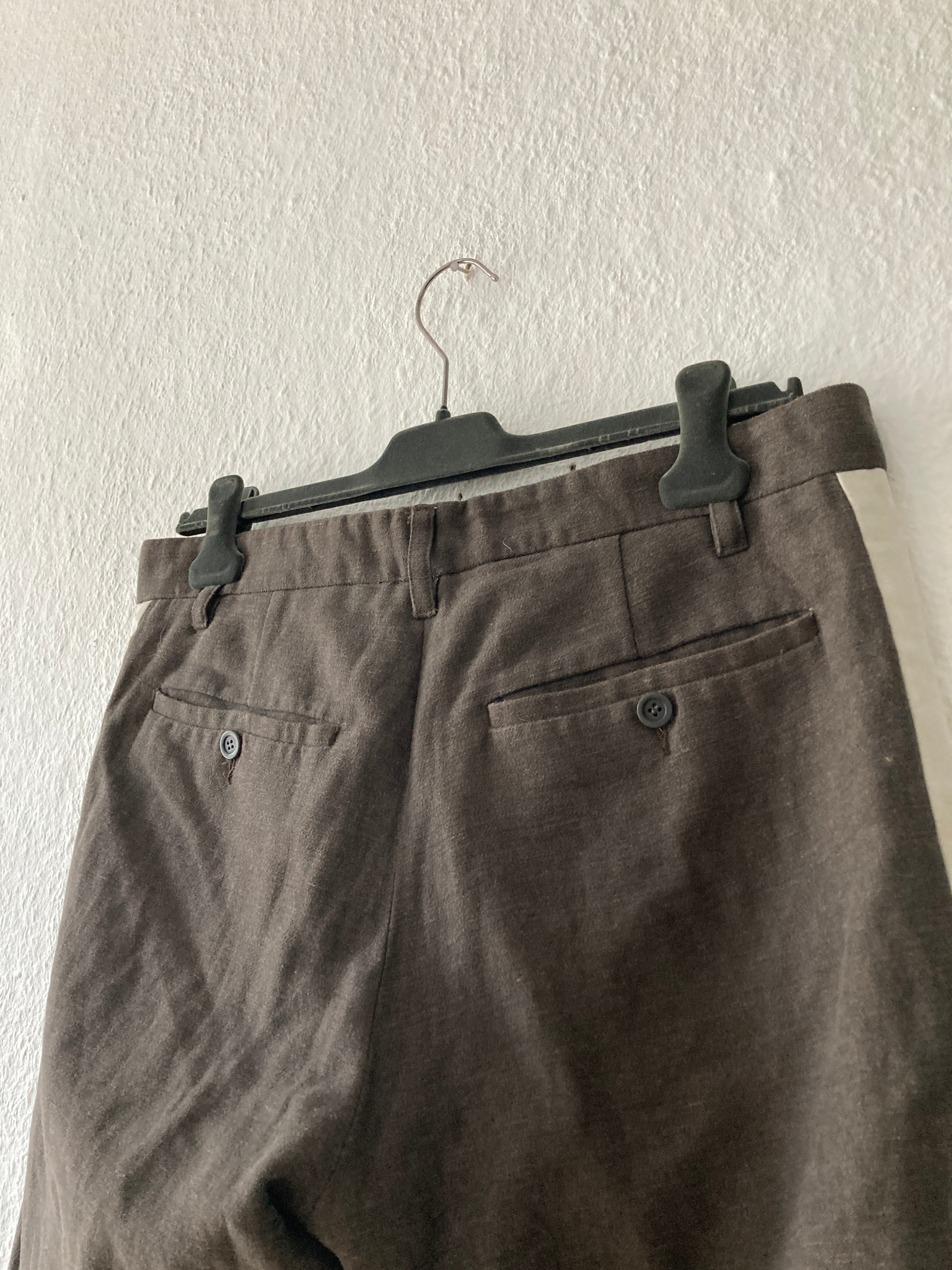 F/W 06 "DUSTULATOR" Striped Brown Runway Linen & Cotton Pants M Rick Owens