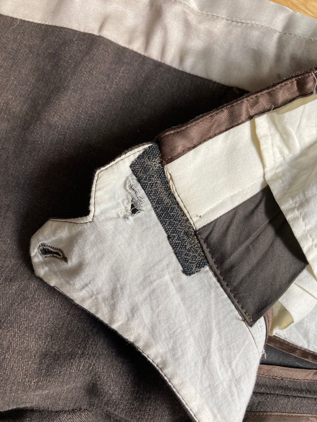 F/W 06 "DUSTULATOR" Striped Brown Runway Linen & Cotton Pants M Rick Owens