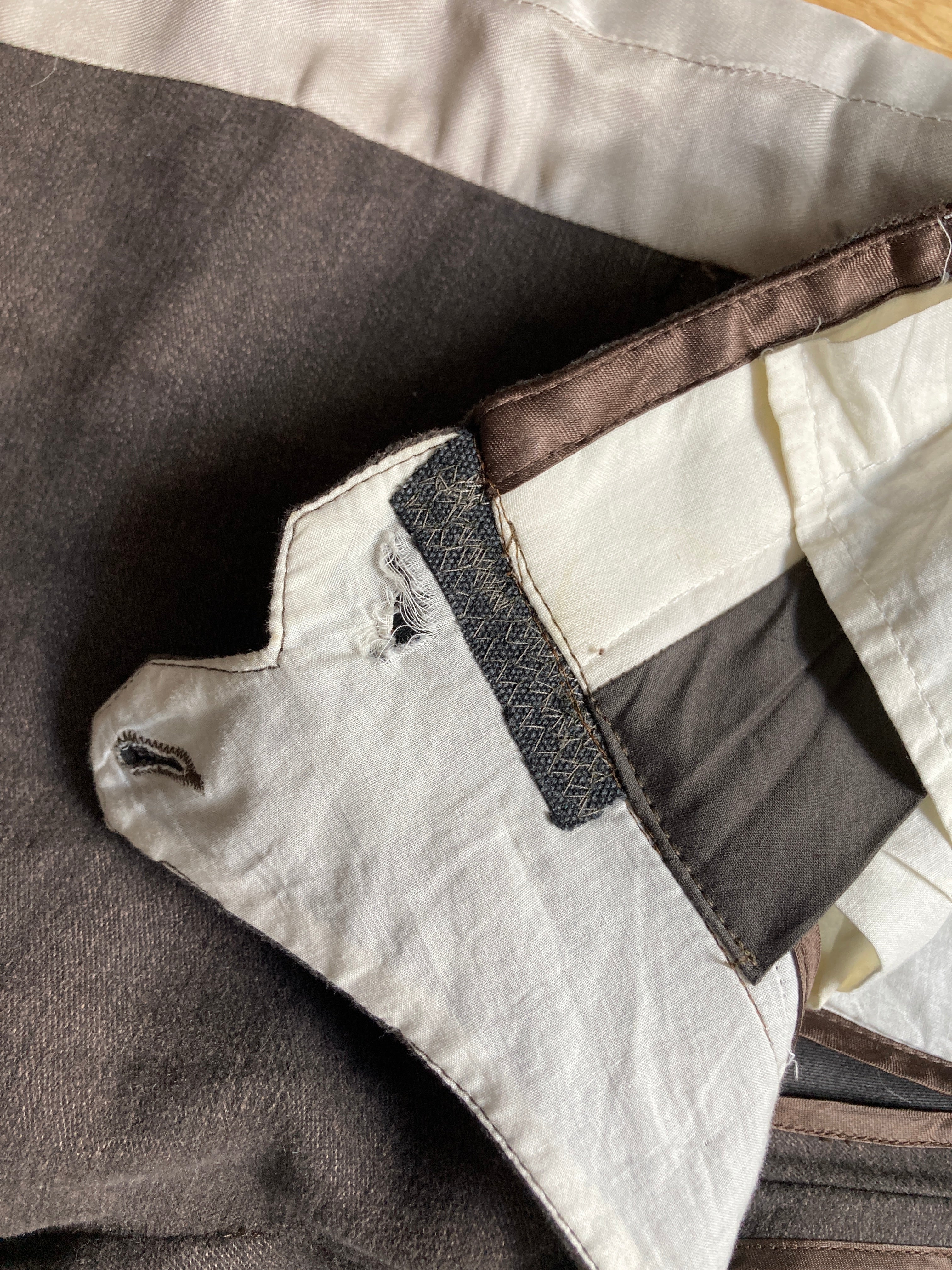 F/W 06 "DUSTULATOR" Striped Brown Runway Linen & Cotton Pants M Rick Owens