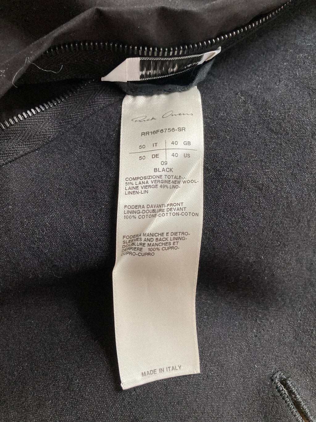 F/W 16 "MASTODON" Wool & Linen Runway JMF Blazer Rick Owens IT50/M