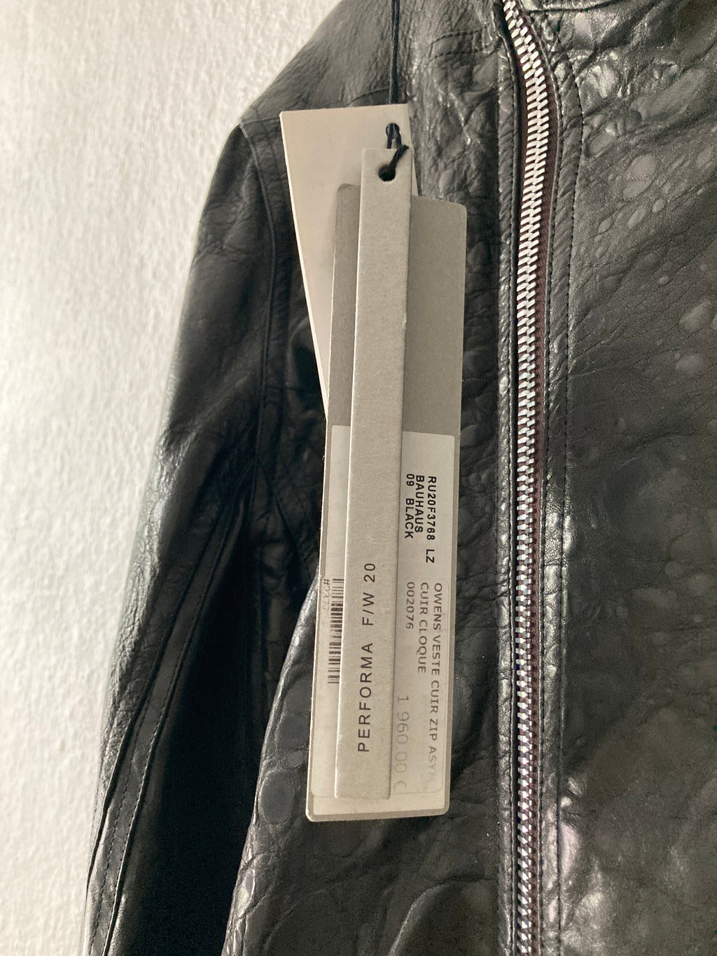 FW 20 “PERFORMA” Acid Lamb Leather Bauhaus Jacket Rick Owens IT52/L