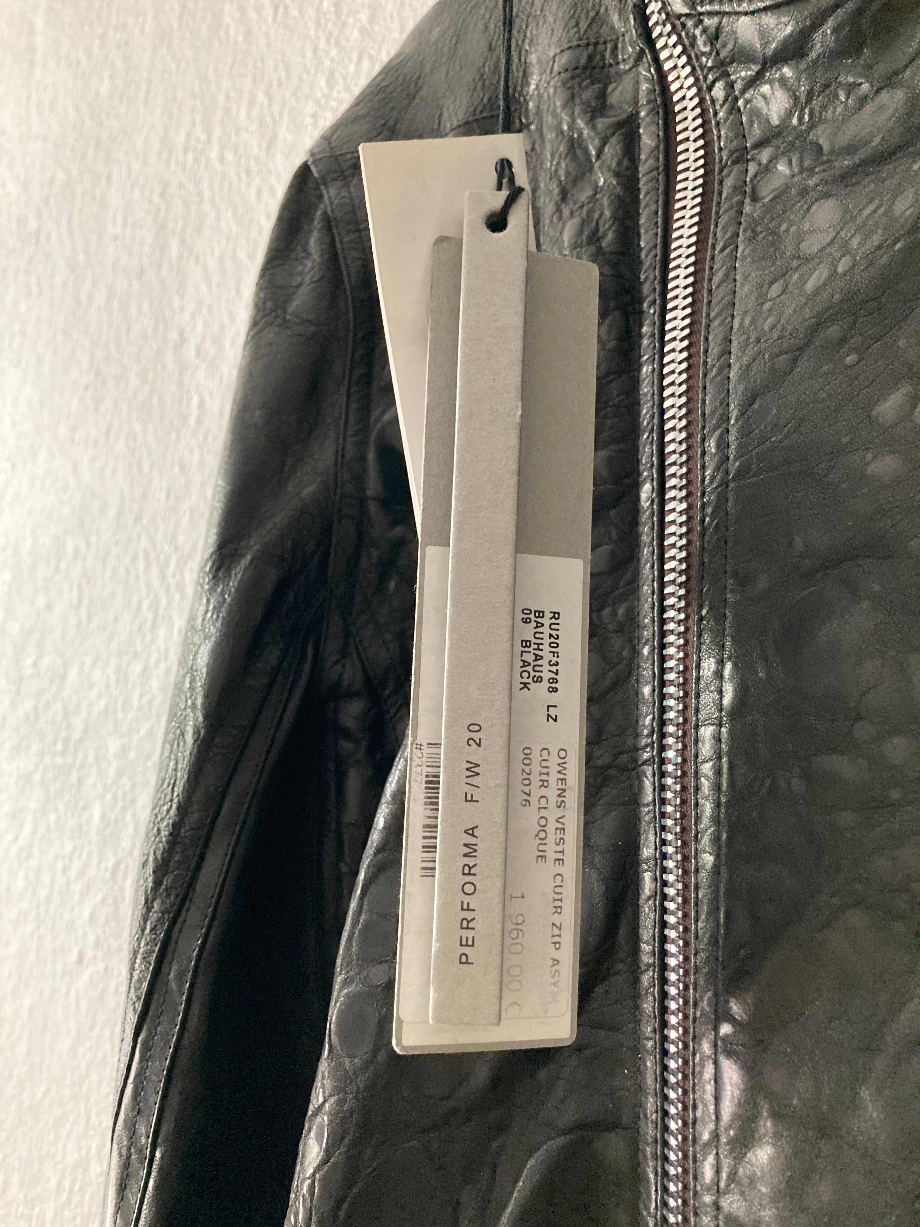FW 20 “PERFORMA” Acid Lamb Leather Bauhaus Jacket Rick Owens IT52/L
