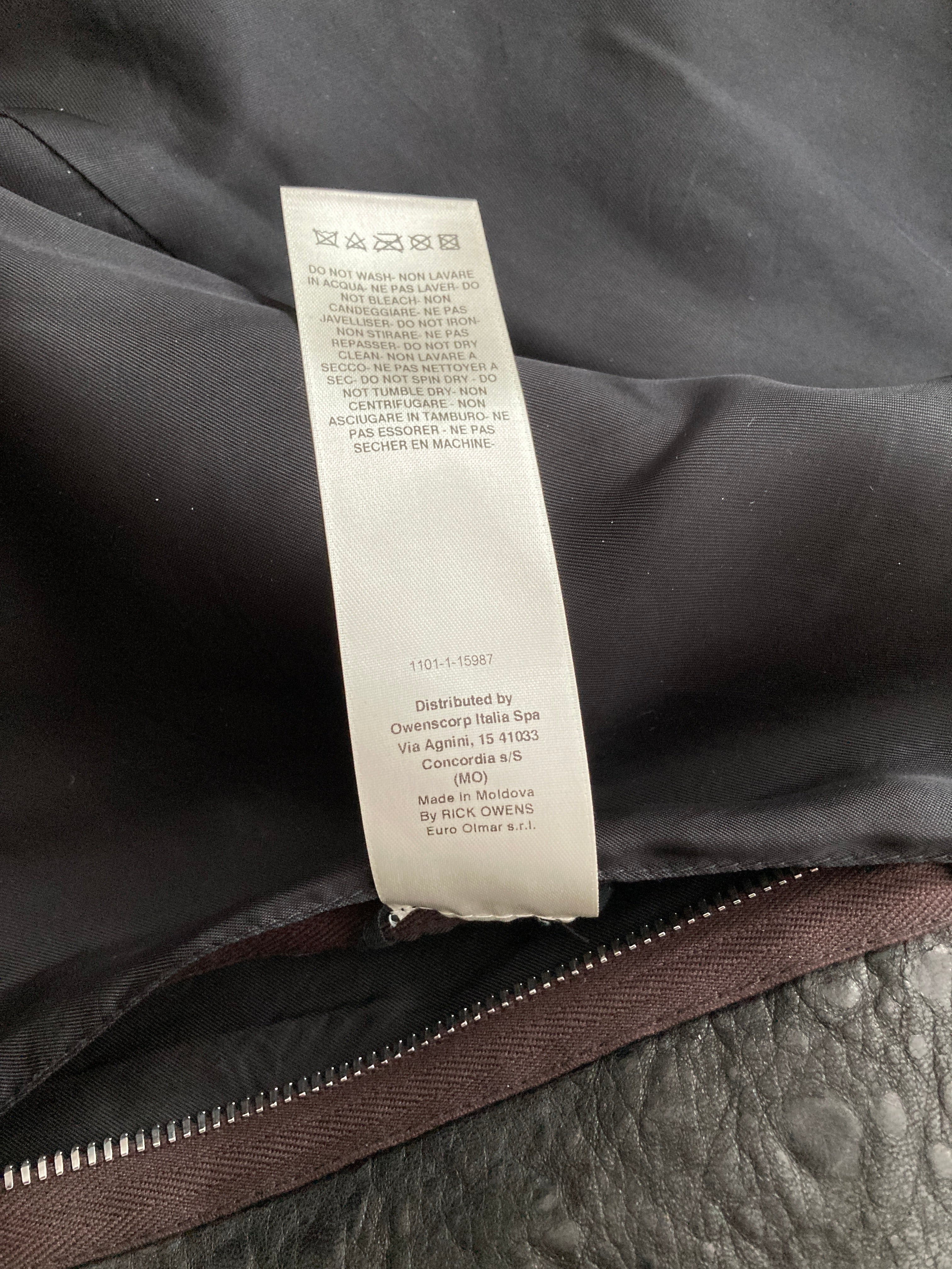 FW 20 “PERFORMA” Acid Lamb Leather Bauhaus Jacket Rick Owens IT52/L