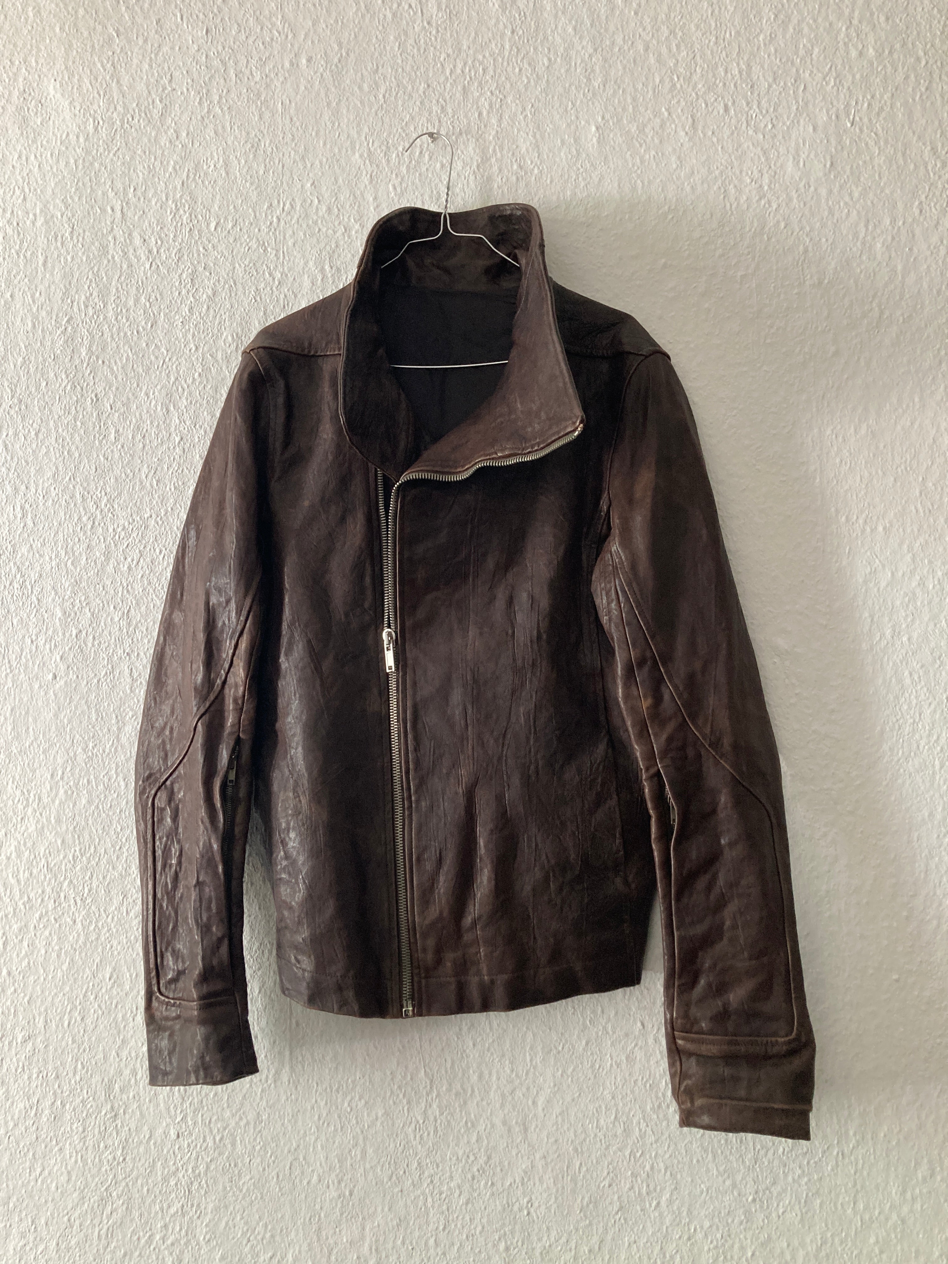 F/W 09 "CRUST" Hammered Lamb Bauhaus Leather Jacket w. Layered Back in Bitter