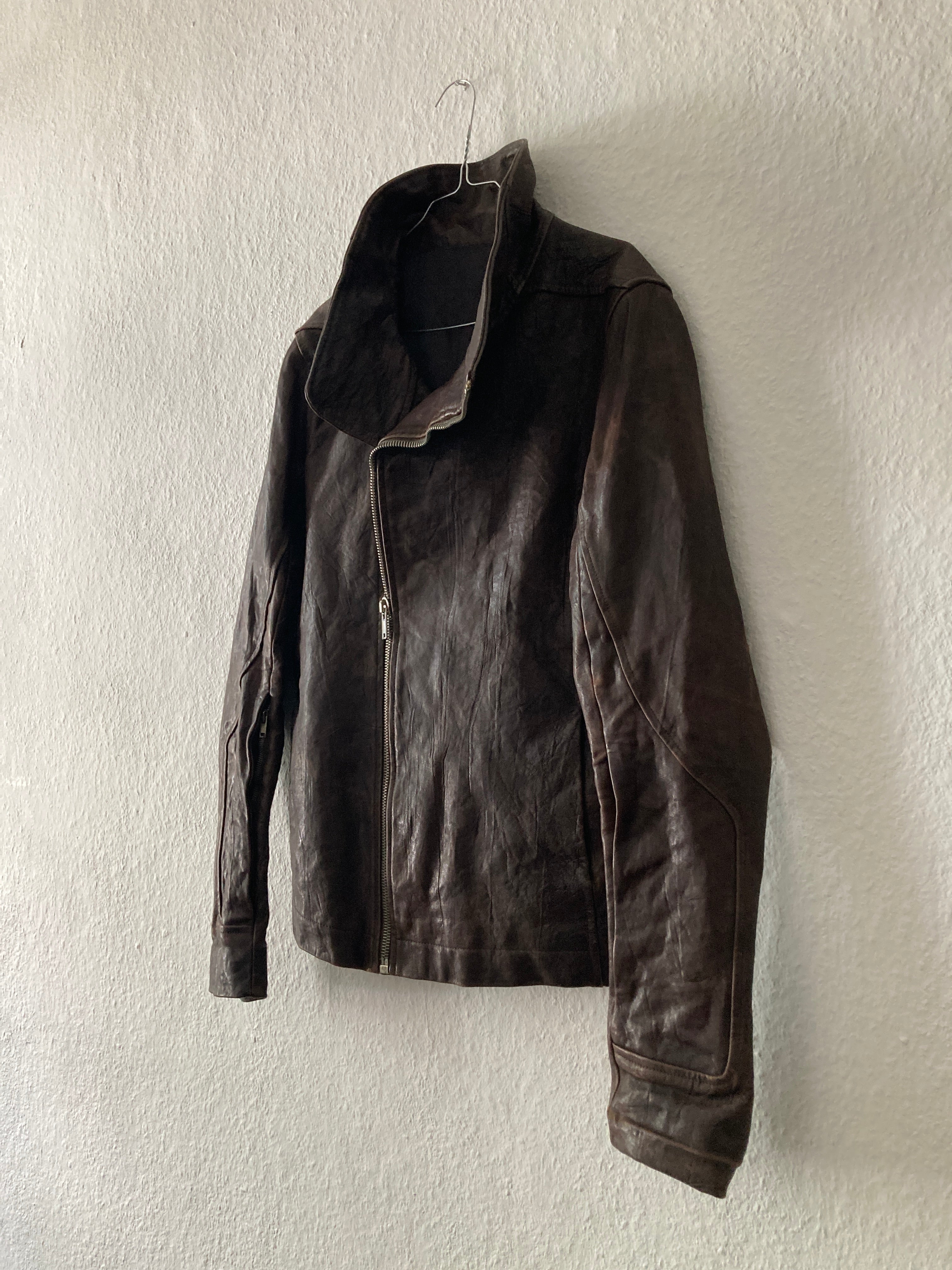 F/W 09 "CRUST" Hammered Lamb Bauhaus Leather Jacket w. Layered Back in Bitter