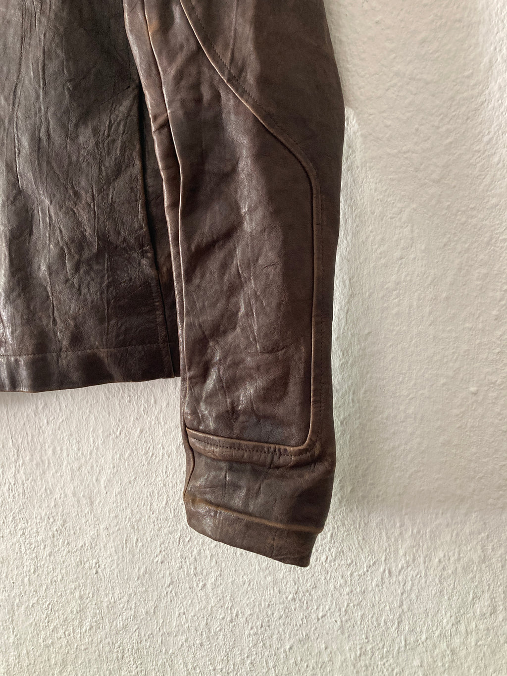 F/W 09 "CRUST" Hammered Lamb Bauhaus Leather Jacket w. Layered Back in Bitter