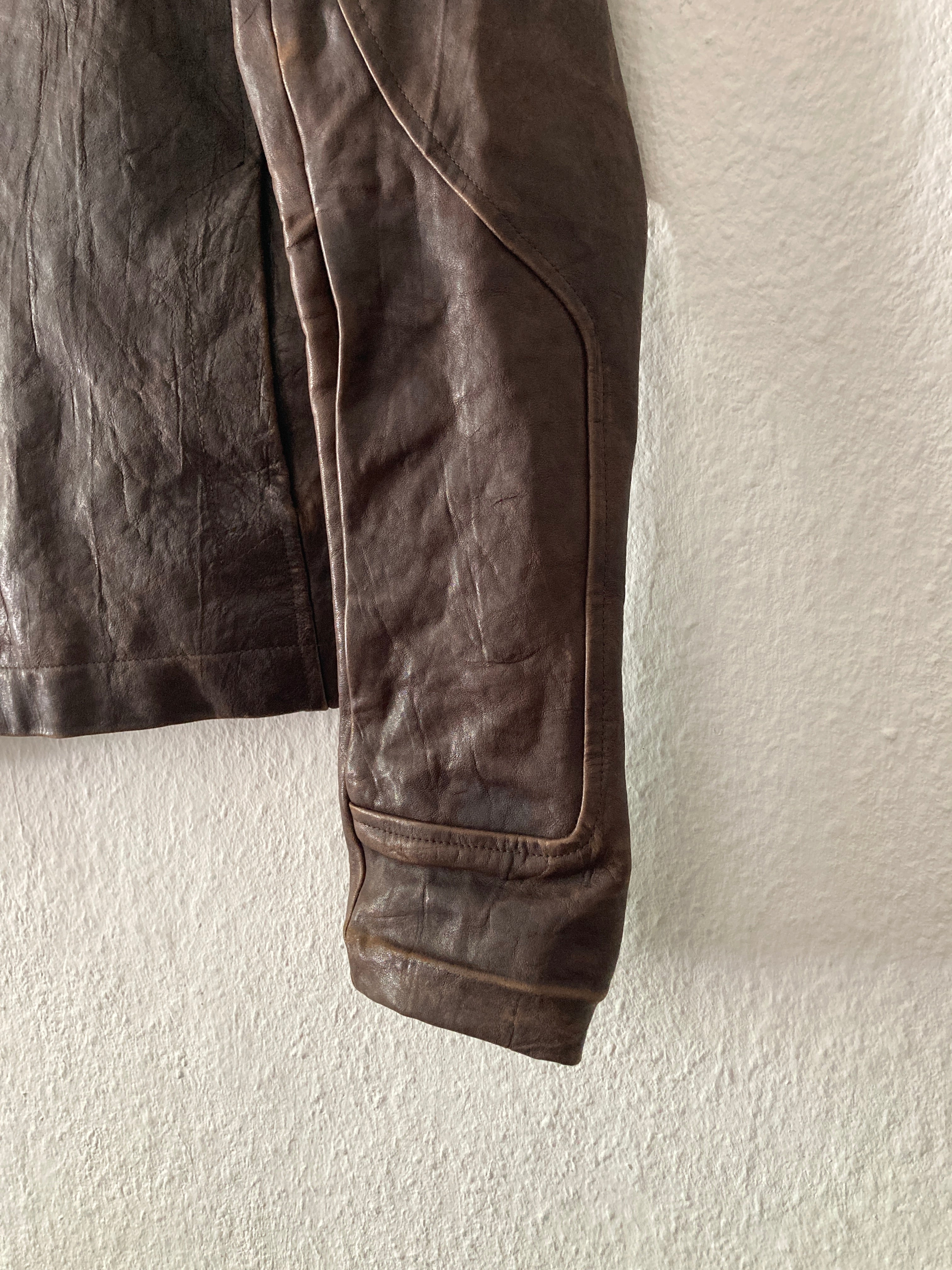 F/W 09 "CRUST" Hammered Lamb Bauhaus Leather Jacket w. Layered Back in Bitter