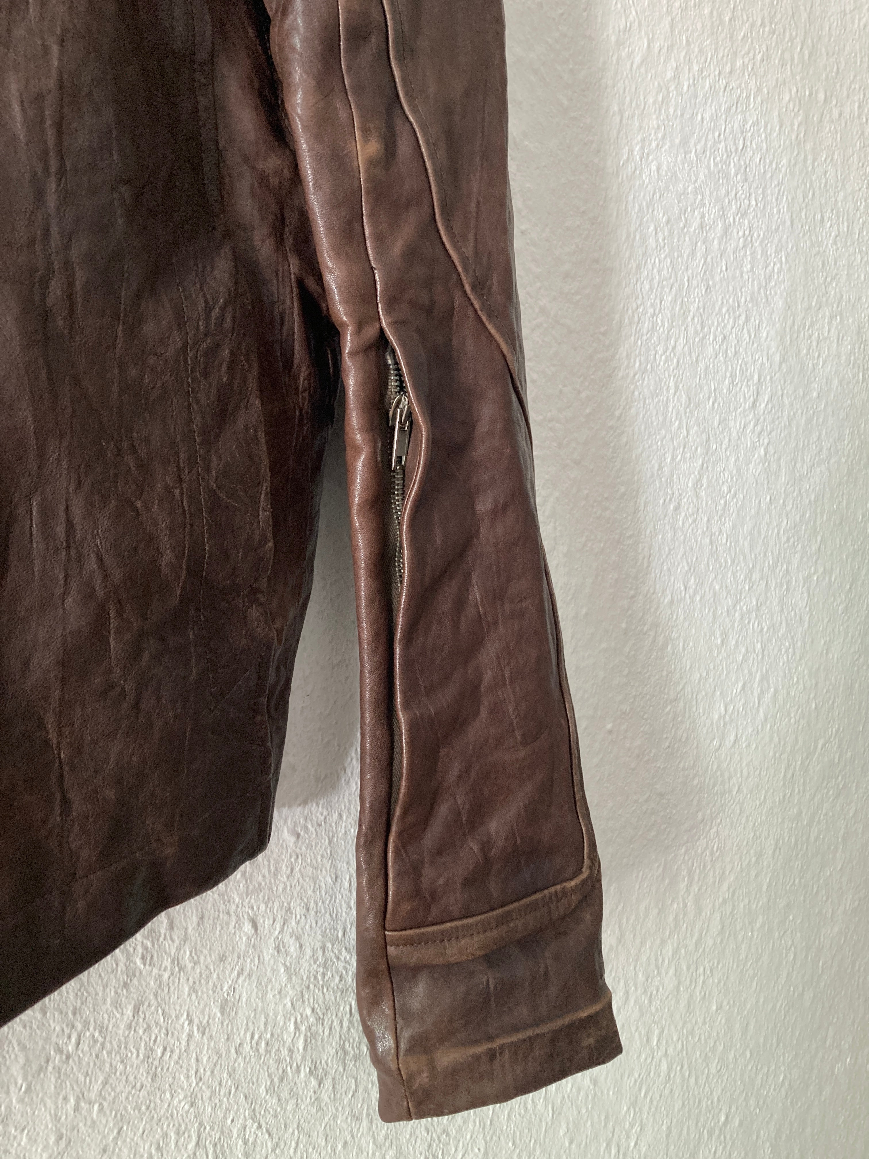 F/W 09 "CRUST" Hammered Lamb Bauhaus Leather Jacket w. Layered Back in Bitter