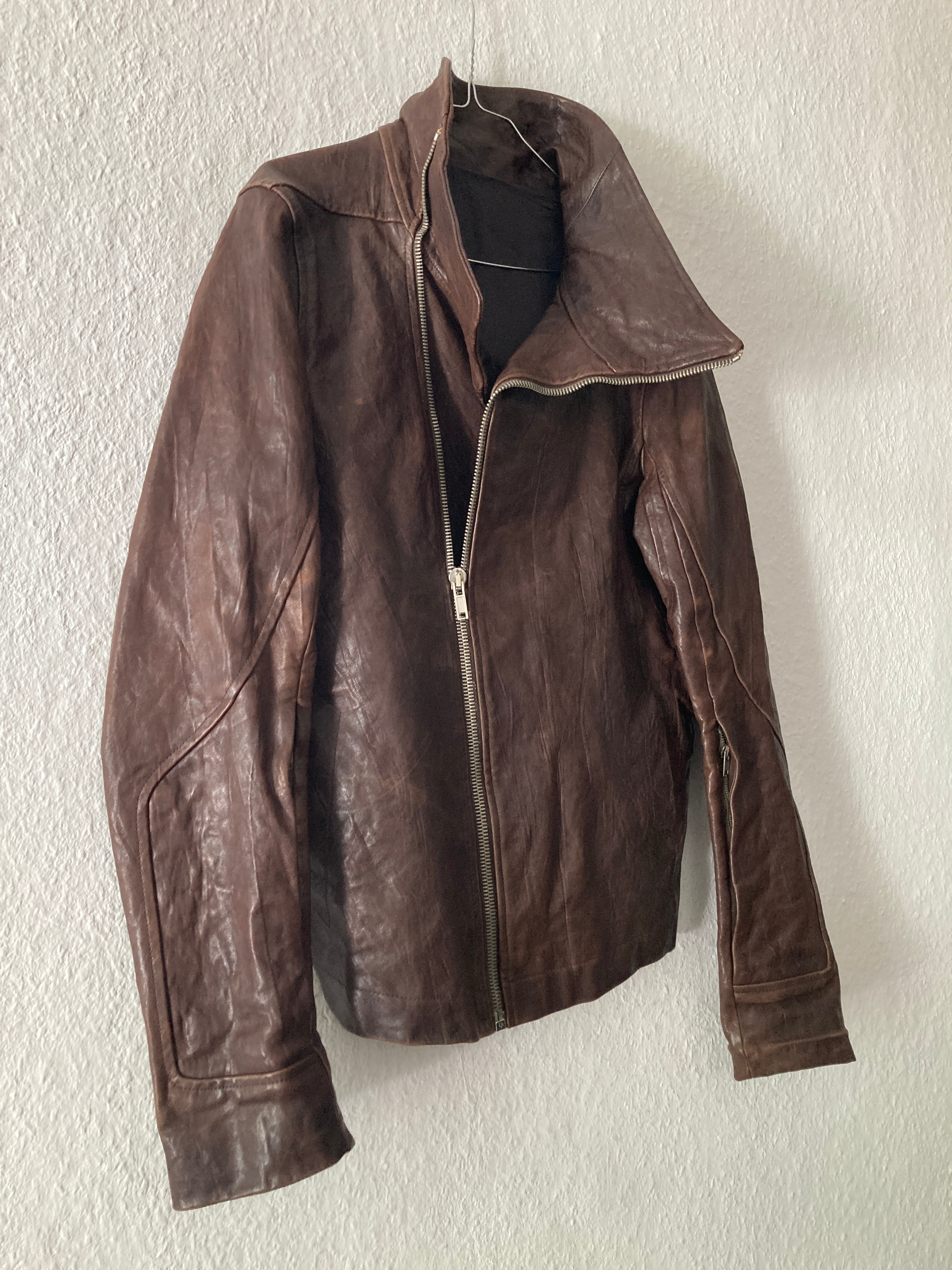 F/W 09 "CRUST" Hammered Lamb Bauhaus Leather Jacket w. Layered Back in Bitter