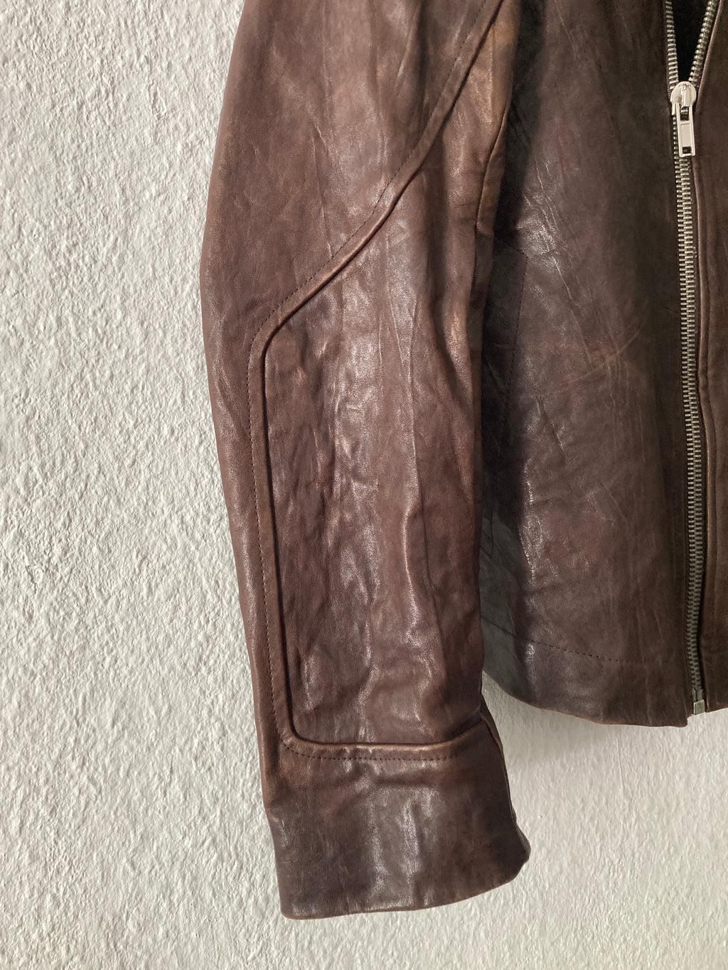 F/W 09 "CRUST" Hammered Lamb Bauhaus Leather Jacket w. Layered Back in Bitter