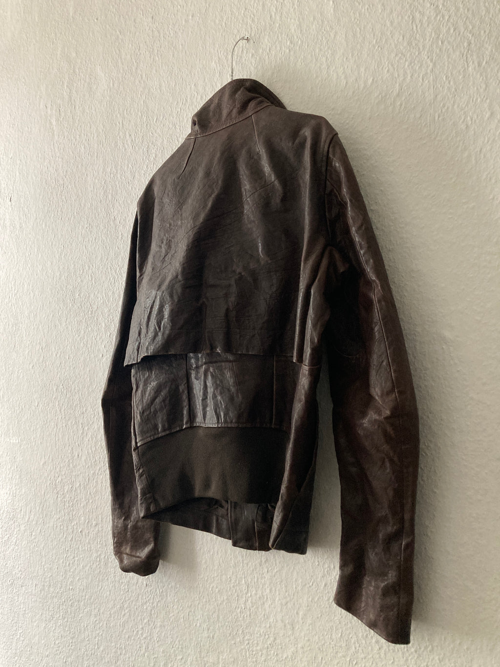 F/W 09 "CRUST" Hammered Lamb Bauhaus Leather Jacket w. Layered Back in Bitter