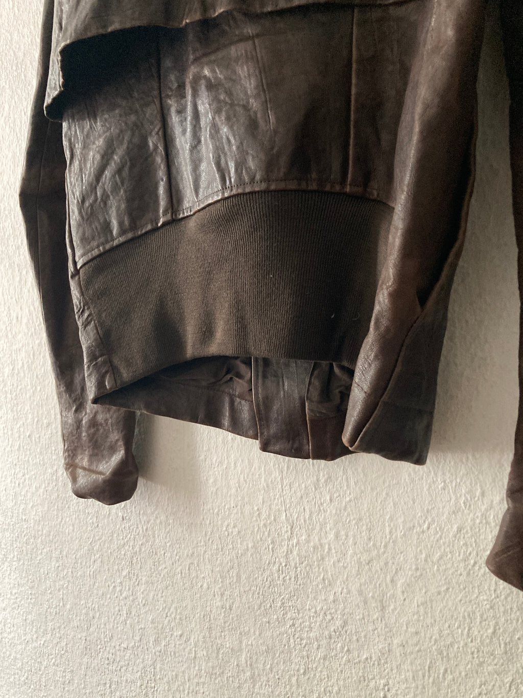 F/W 09 "CRUST" Hammered Lamb Bauhaus Leather Jacket w. Layered Back in Bitter