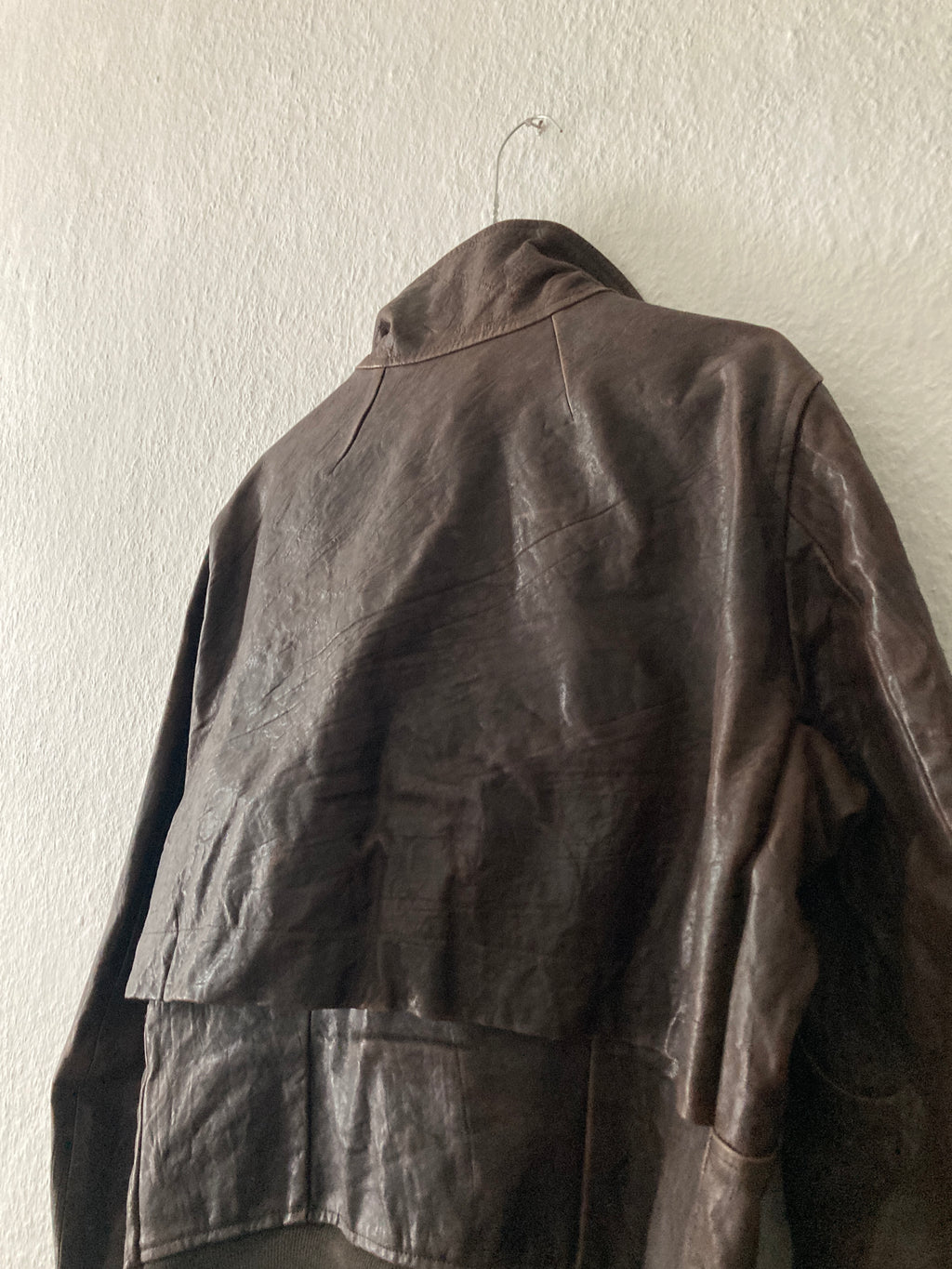 F/W 09 "CRUST" Hammered Lamb Bauhaus Leather Jacket w. Layered Back in Bitter