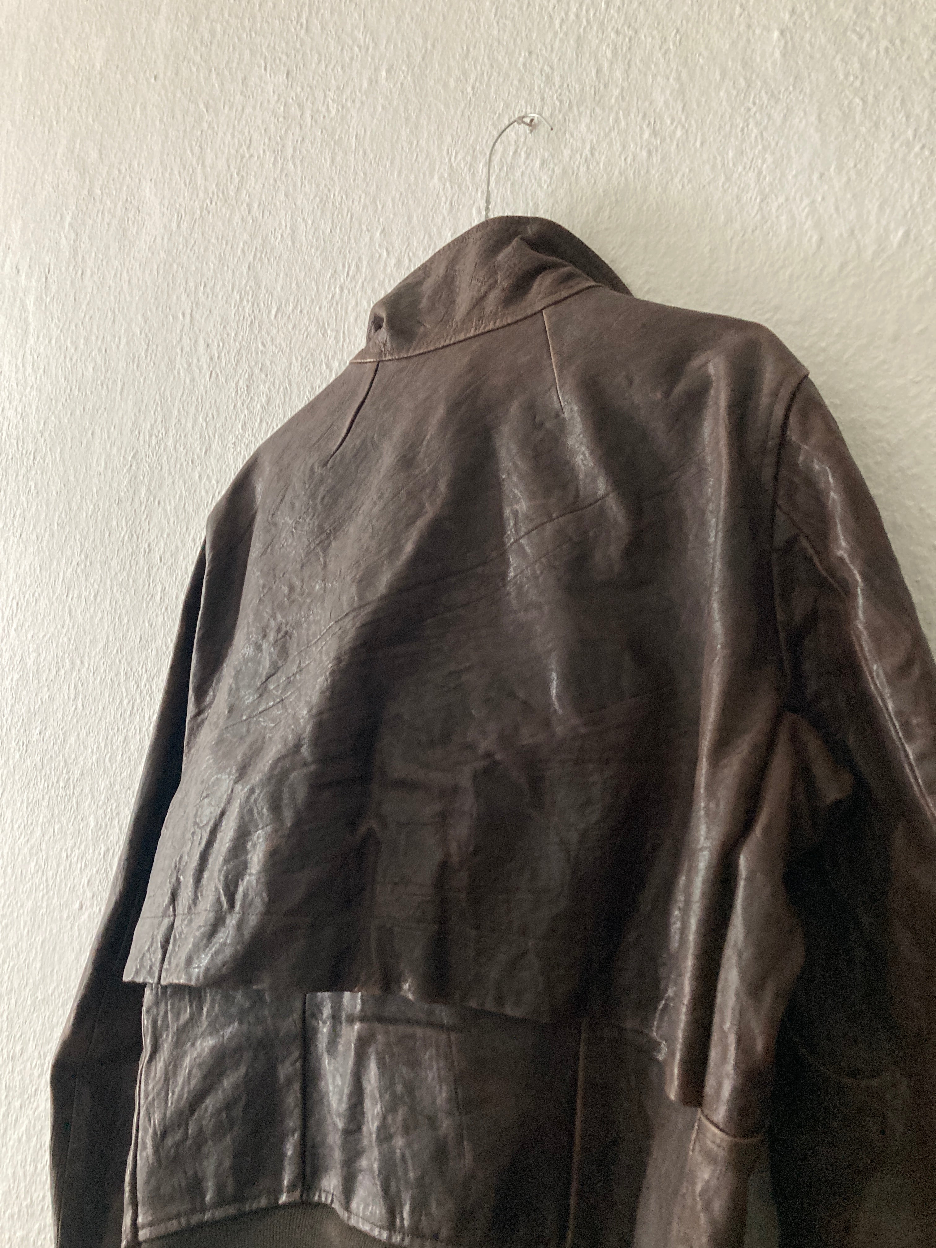 F/W 09 "CRUST" Hammered Lamb Bauhaus Leather Jacket w. Layered Back in Bitter