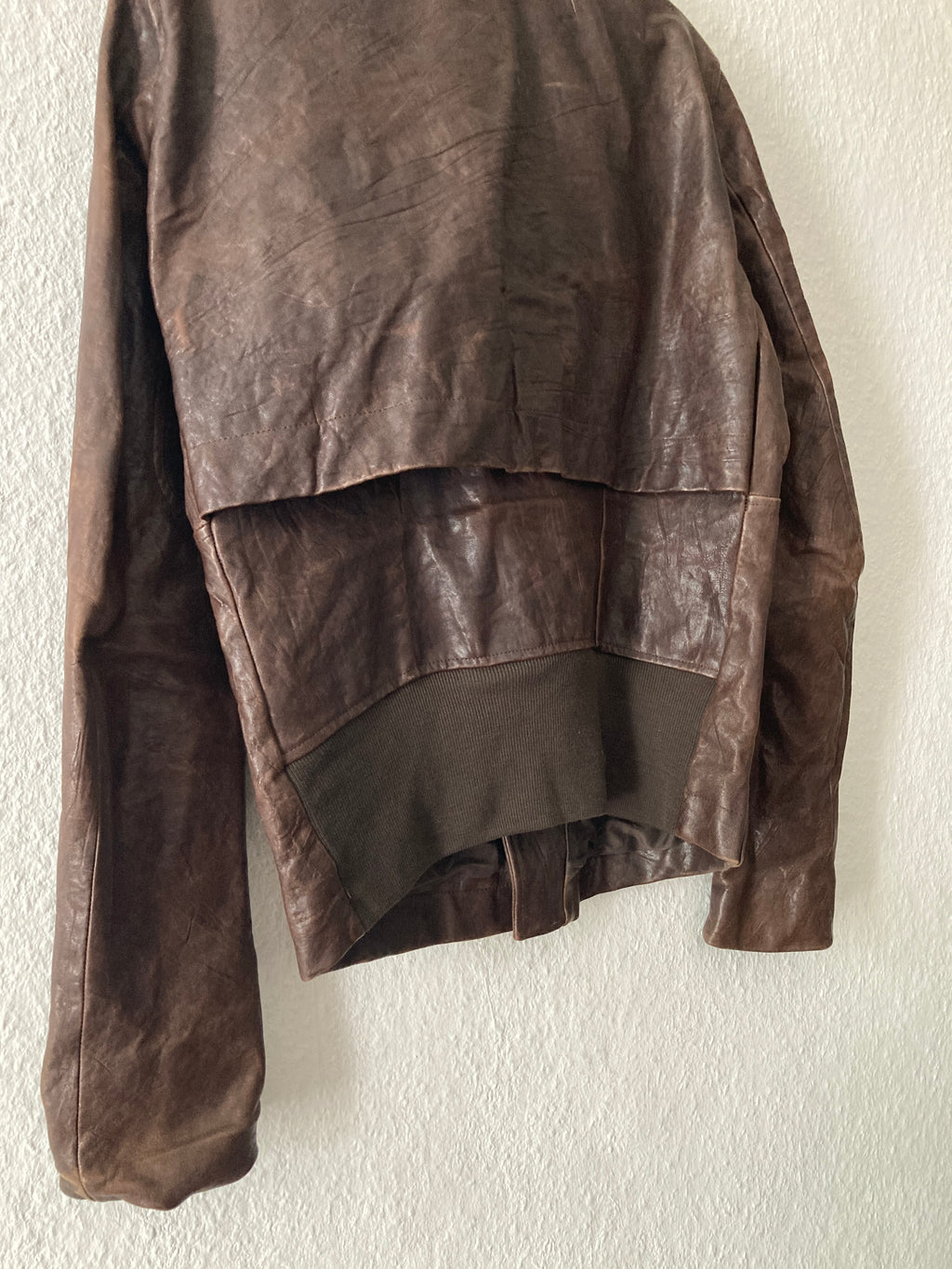 F/W 09 "CRUST" Hammered Lamb Bauhaus Leather Jacket w. Layered Back in Bitter