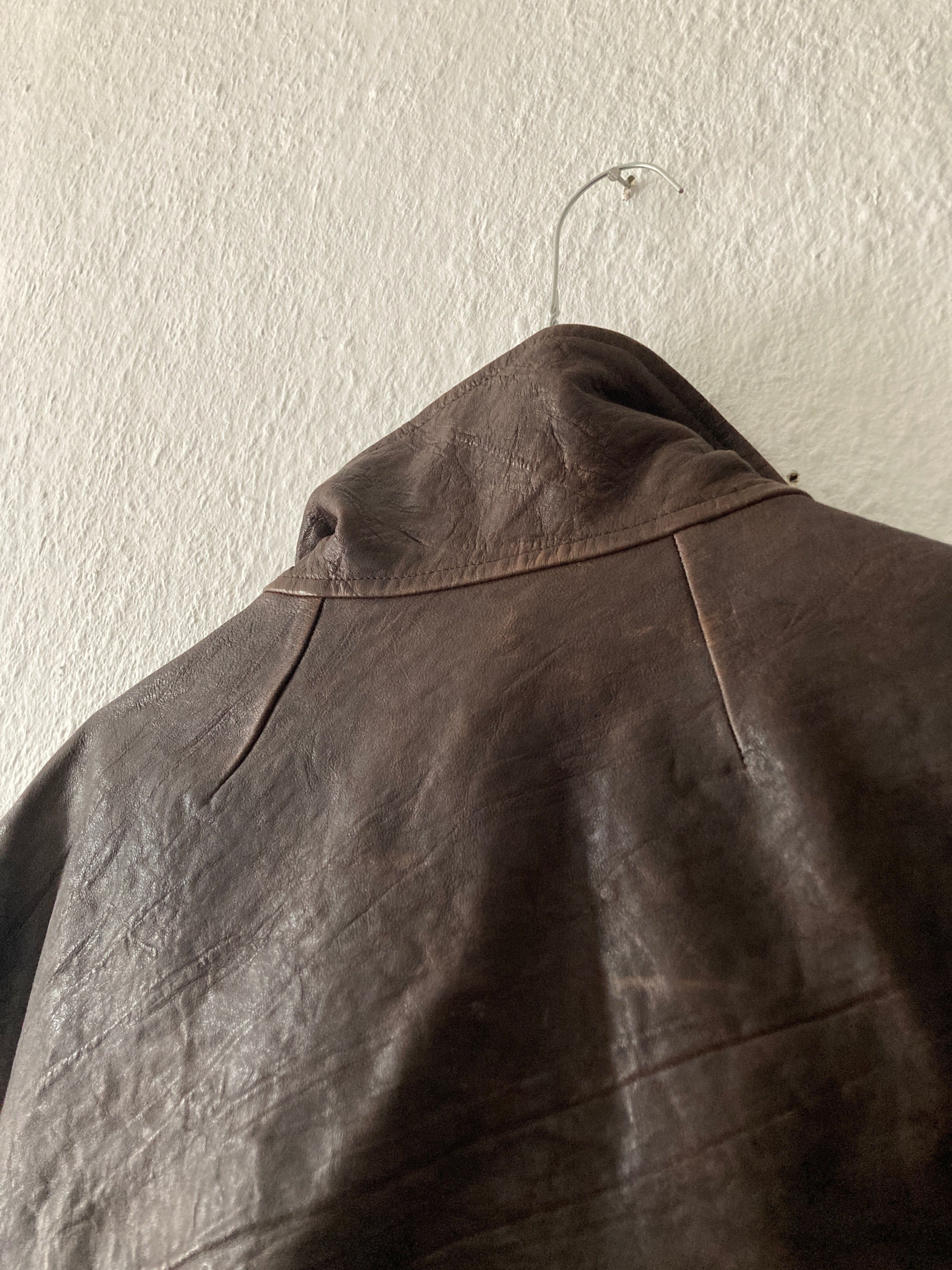 F/W 09 "CRUST" Hammered Lamb Bauhaus Leather Jacket w. Layered Back in Bitter