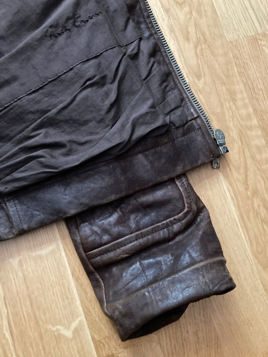 F/W 09 "CRUST" Hammered Lamb Bauhaus Leather Jacket w. Layered Back in Bitter